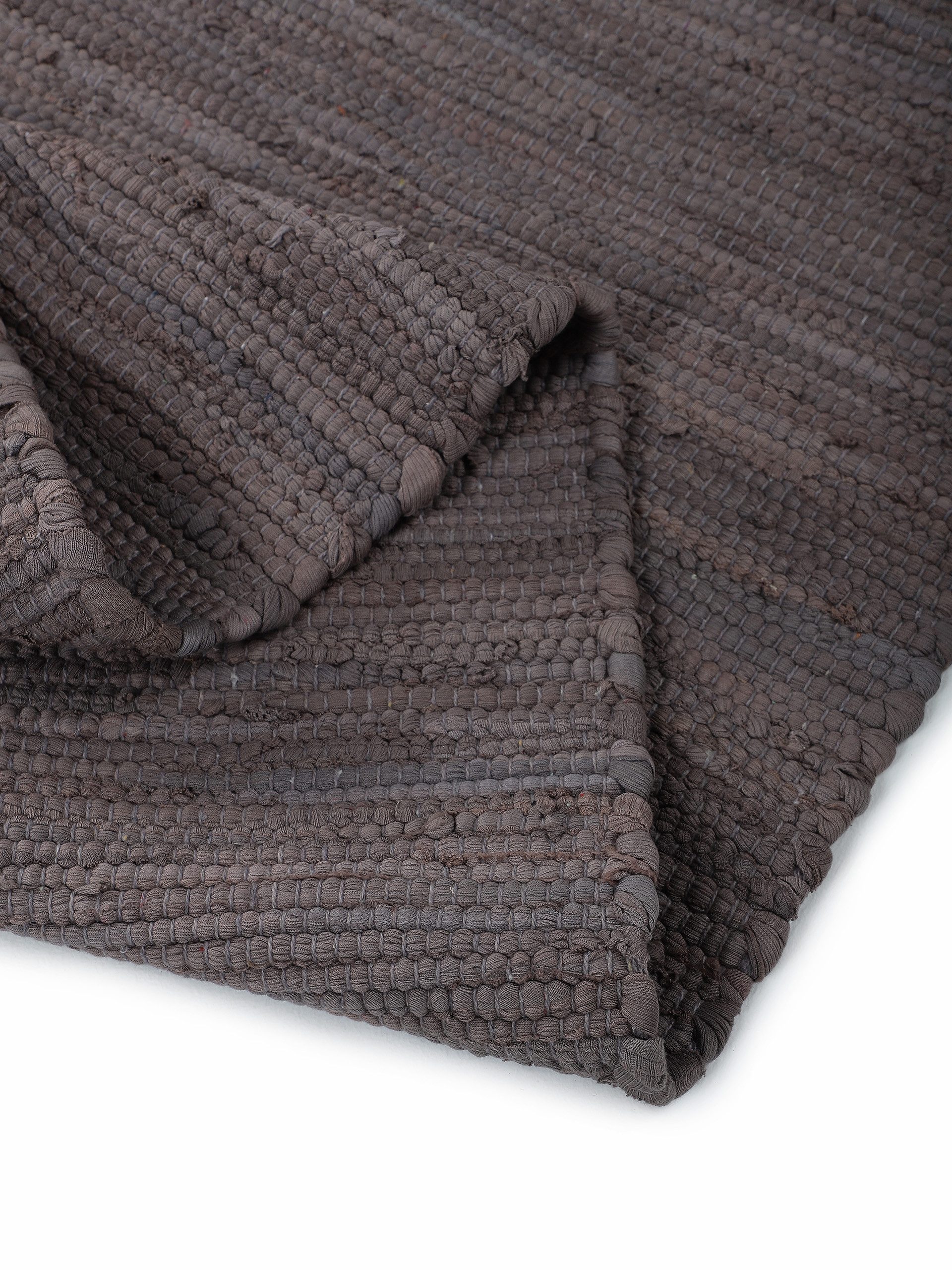 carpetfine Vloerkleed Kelim Chindi uni, ook als loper Tweezijdig te gebruiken kleed, puur katoen, met de hand geweven, unikleuren, met franje