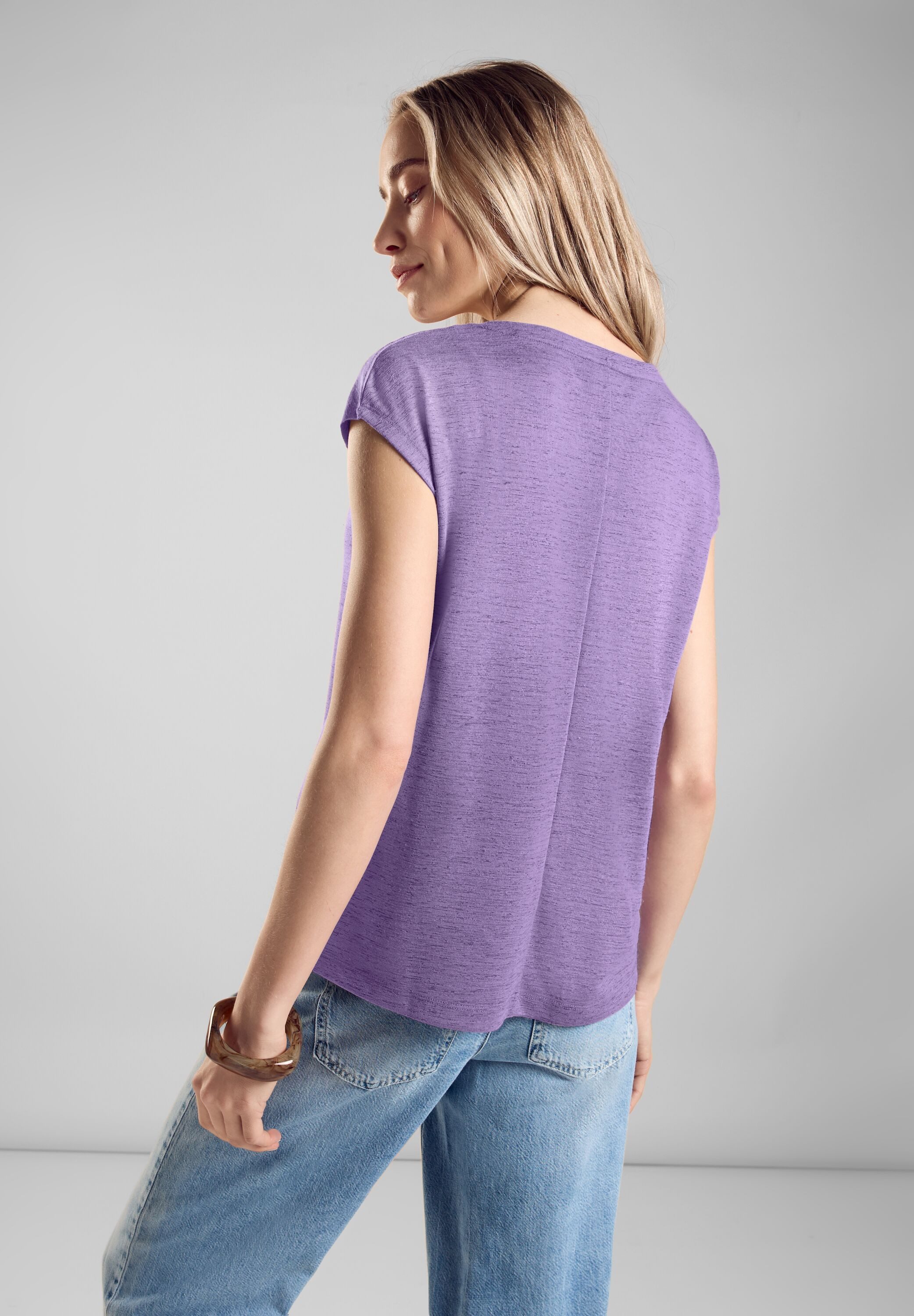 STREET ONE Shirttop met linnen melange-look