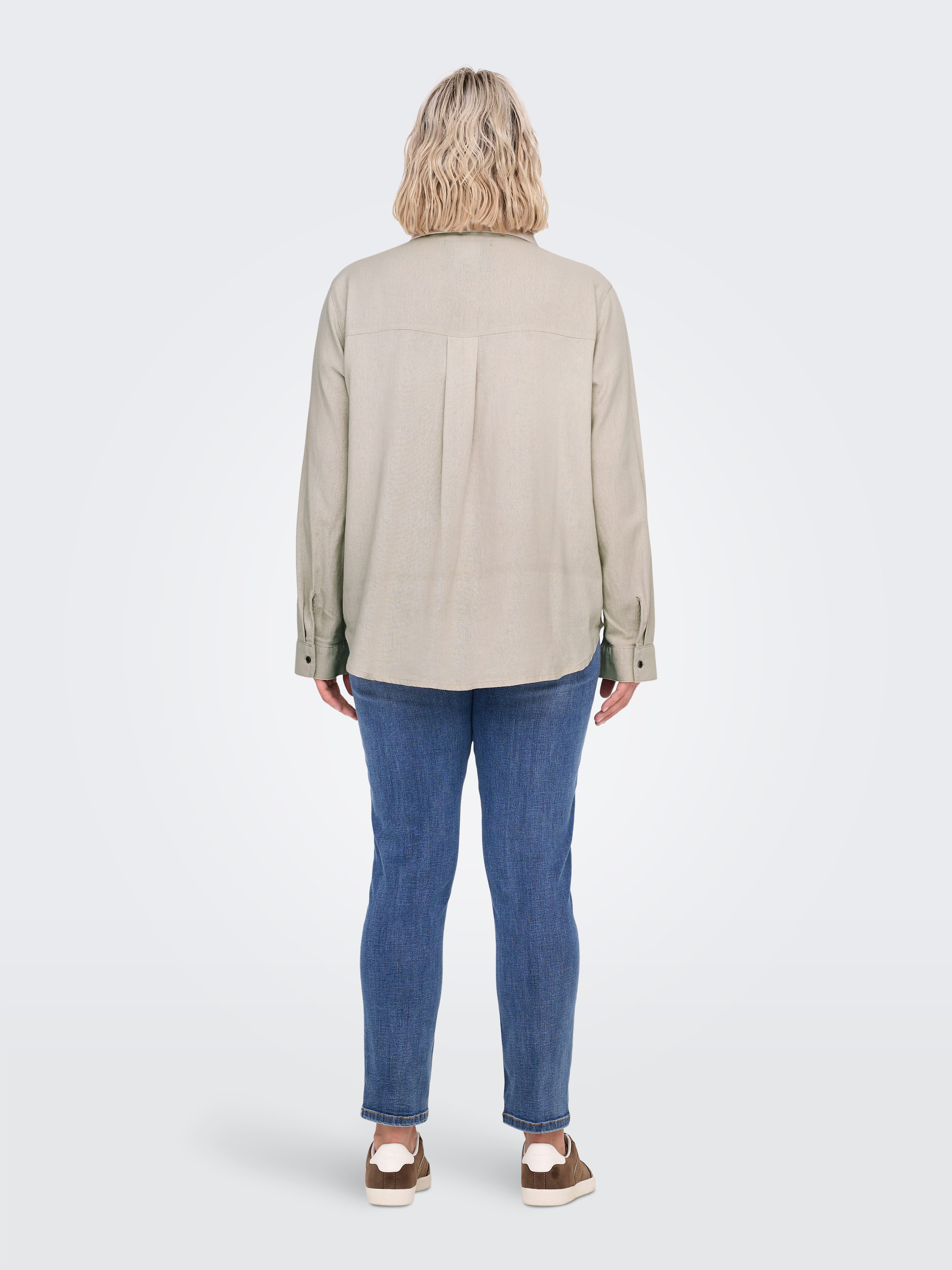 ONLY CARMAKOMA Blouse met lange mouwen CARYASMIN-CARO L/S LINEN SHIRT PNT