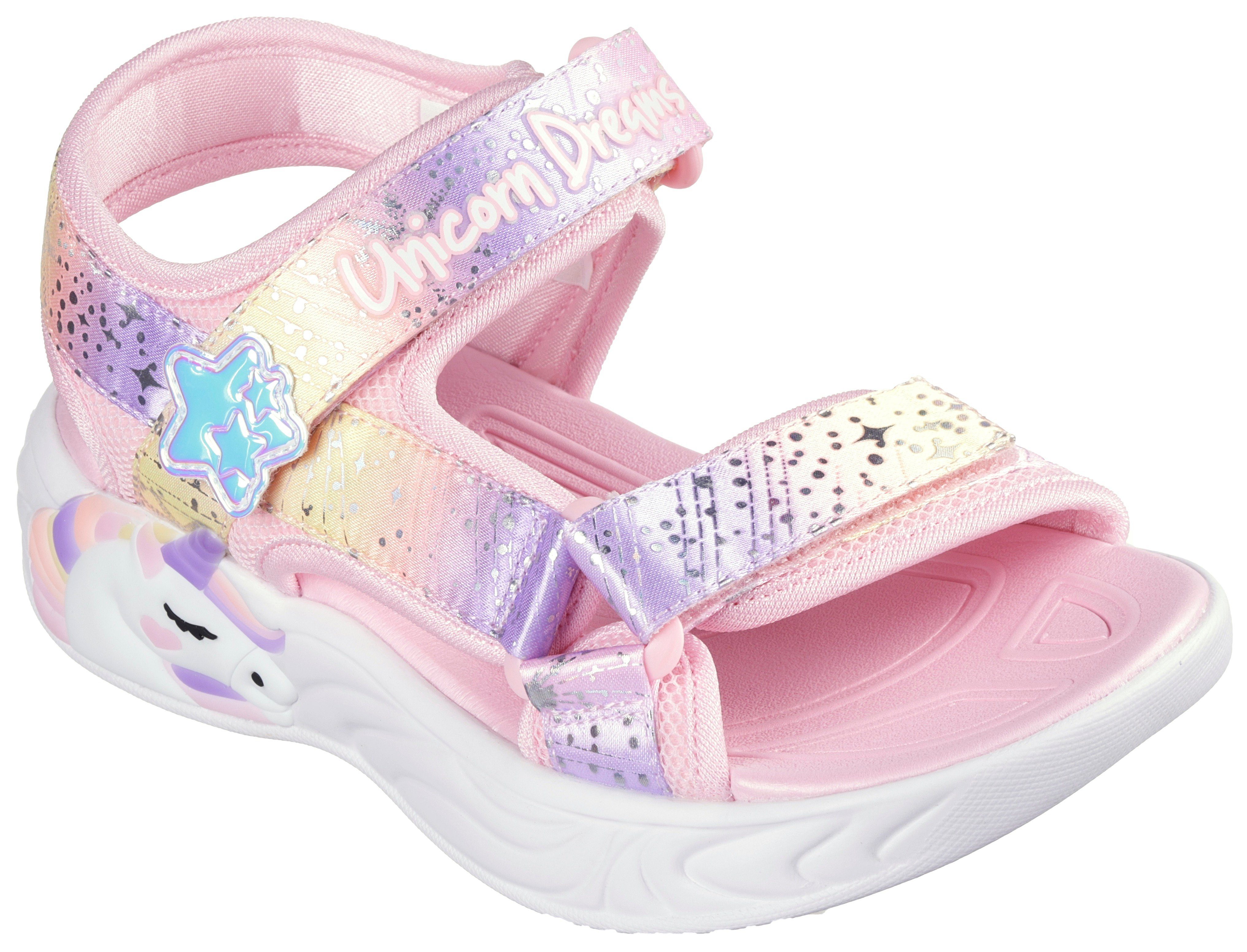 Skechers Sandalen UNICORN DREAMS SANDAL MAJESTIC BLISS , zomerschoen, klittenbandschoen, flitsende schoen, flitsende eenhoorn applicatie