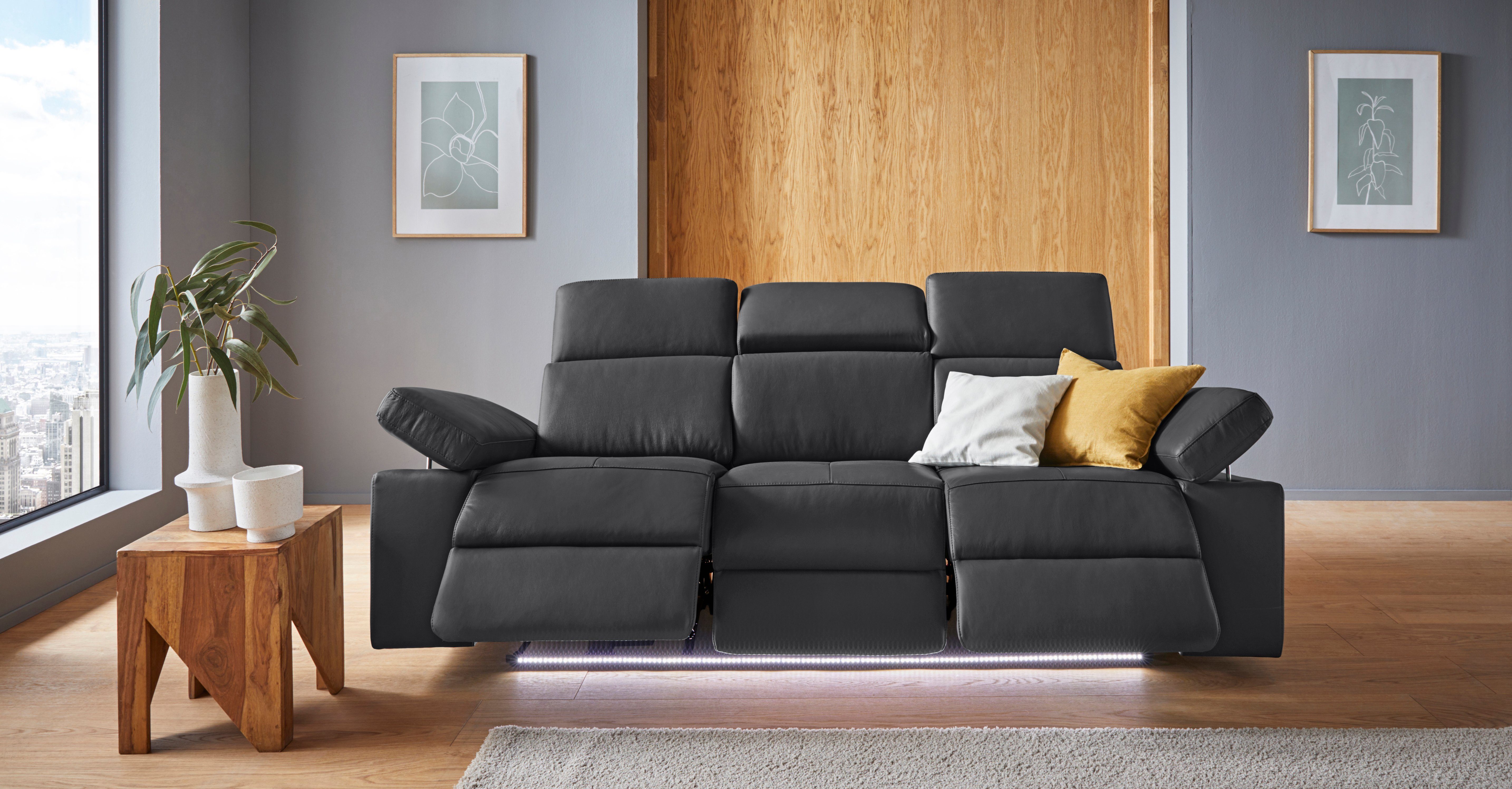 Places of Style 3-zitsbank Kilado met 2x relaxfunctie, verstelbare armleuning, verstelbare hoofdsteun