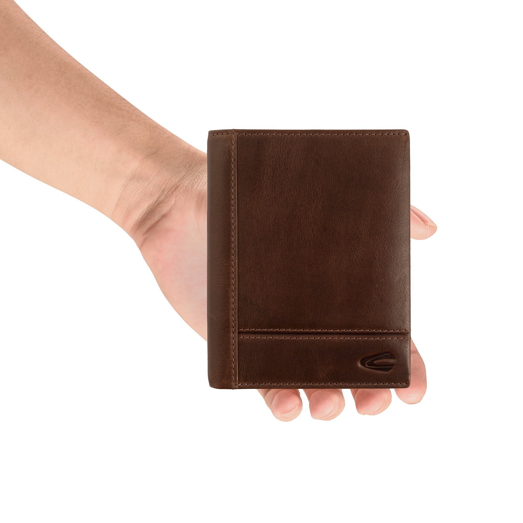 camel active Portemonnee Tokio van matte rundleer met verhoogde logoprenting en rfid-bescherming