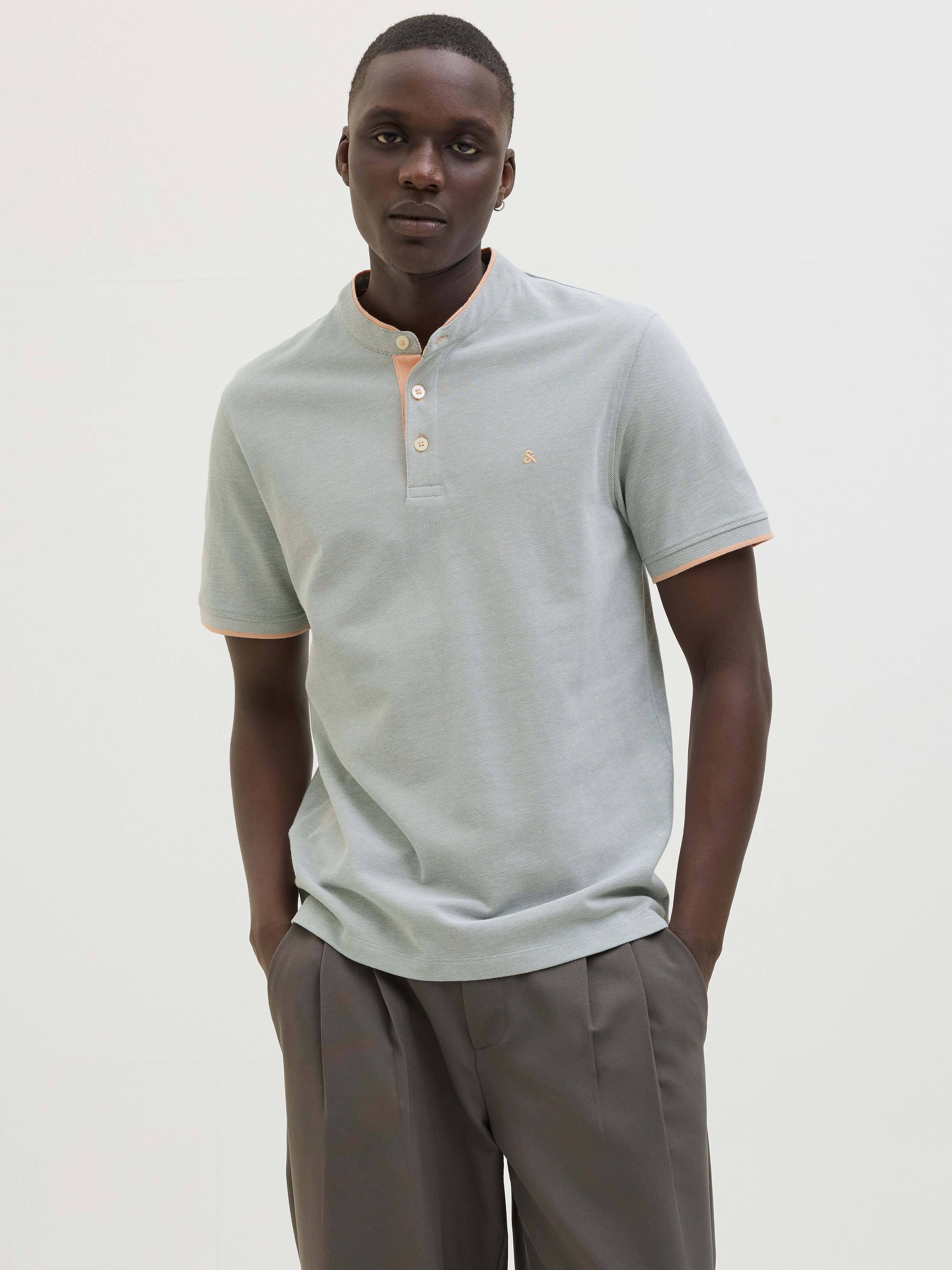 Jack & Jones Poloshirt JJEPAULOS MAO POLO met geborduurd logo heren poloshirts maat M groen