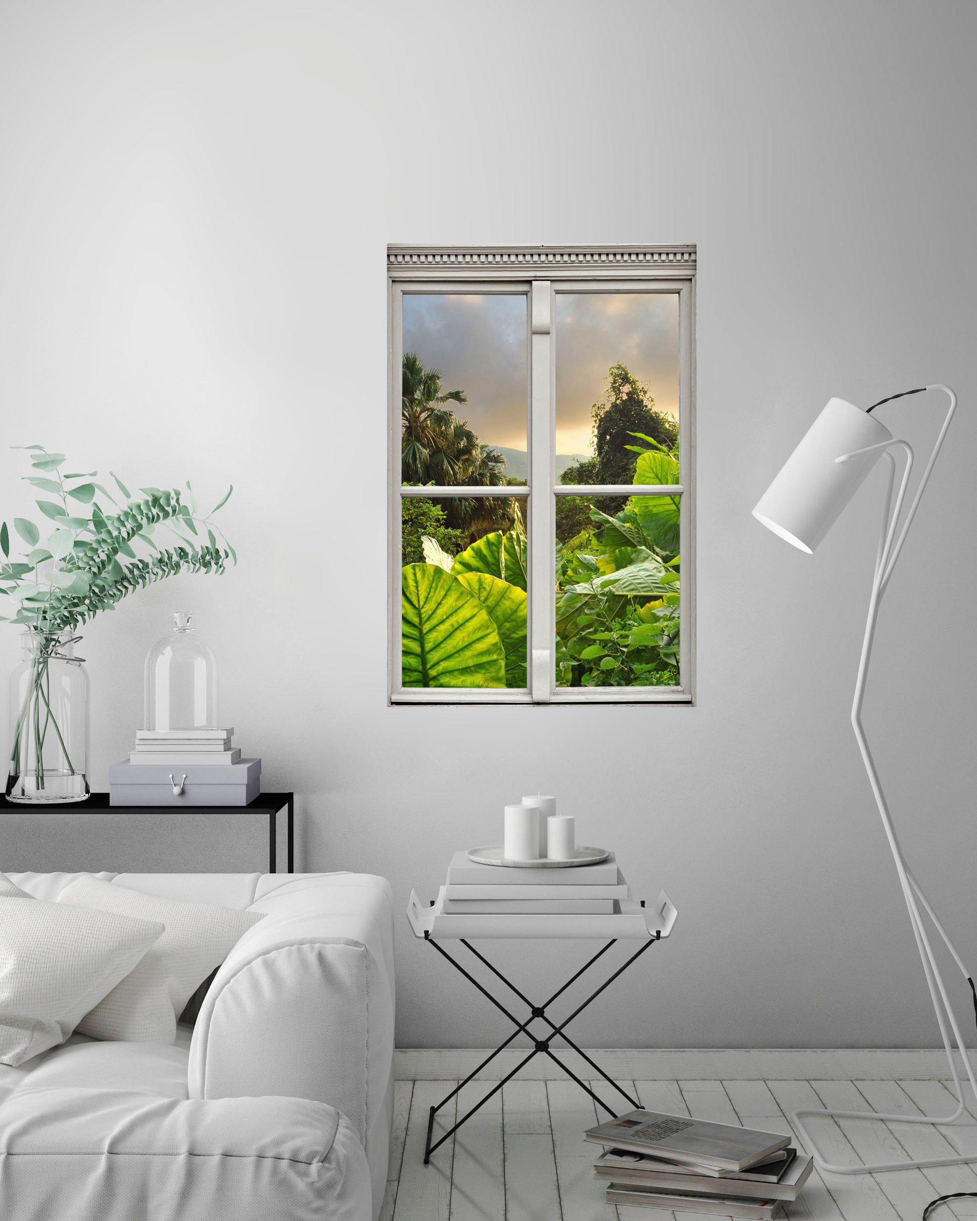 queence Wandfolie Regenwoud Muursticker, muurdecoratie, zelfklevend, 3D, raam
