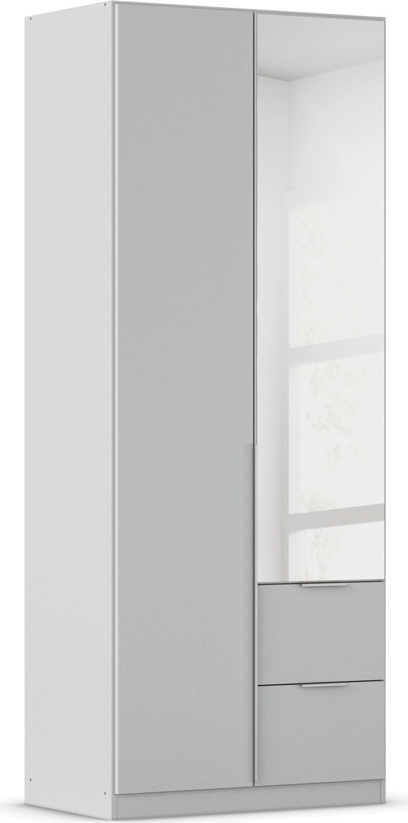 rauch Draaideurkast Kledingkast kast garderobe AGORDO met decor- of hoogglansfront kledingkasten maat 91 cm x 229 cm x 54 cm grijs