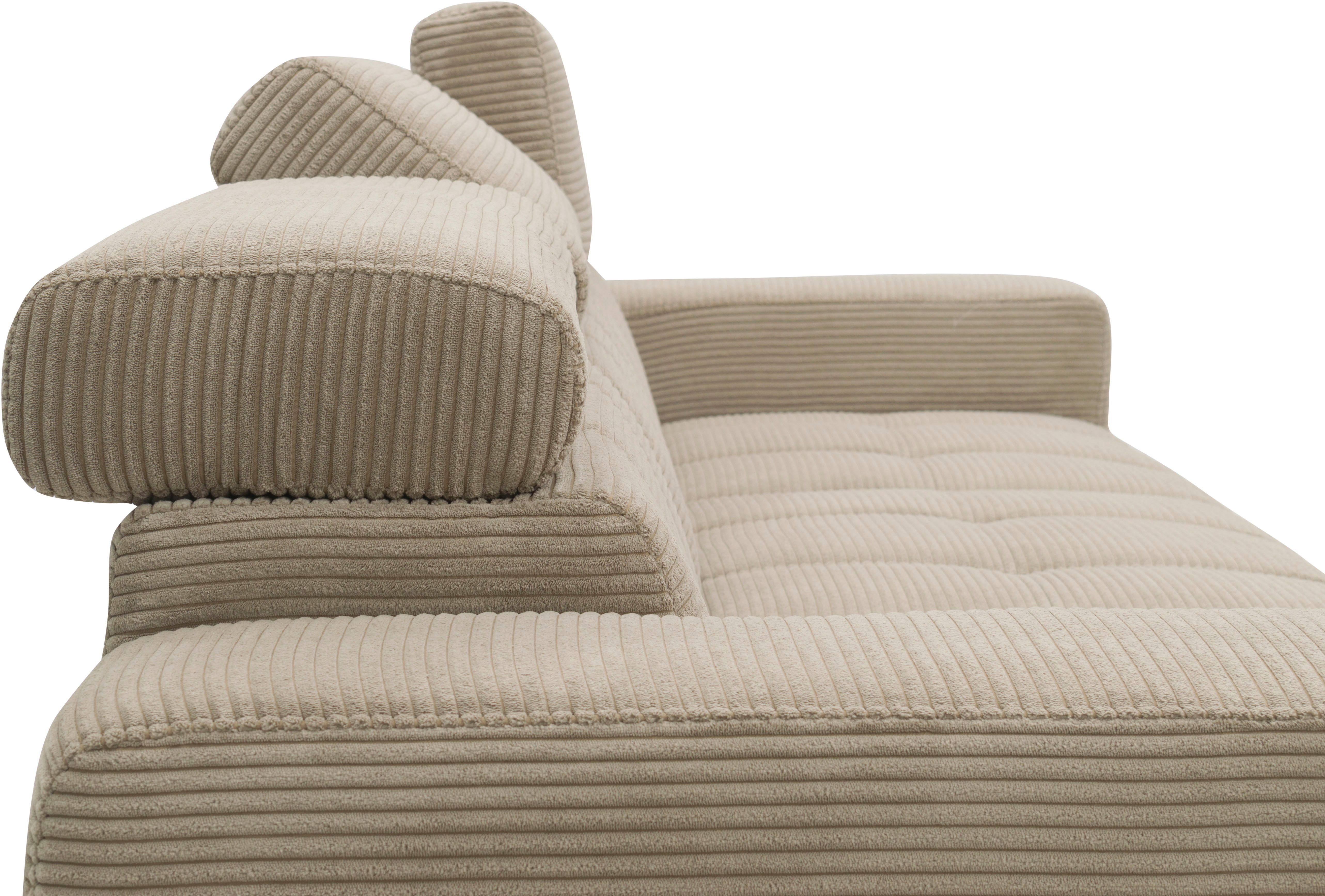 DOMO collection Hoekbank Trento L-vorm, met sledevoet of enkele voet naar keuze met verstelbare hoofdsteun, récamier links/rechts bestelbaar