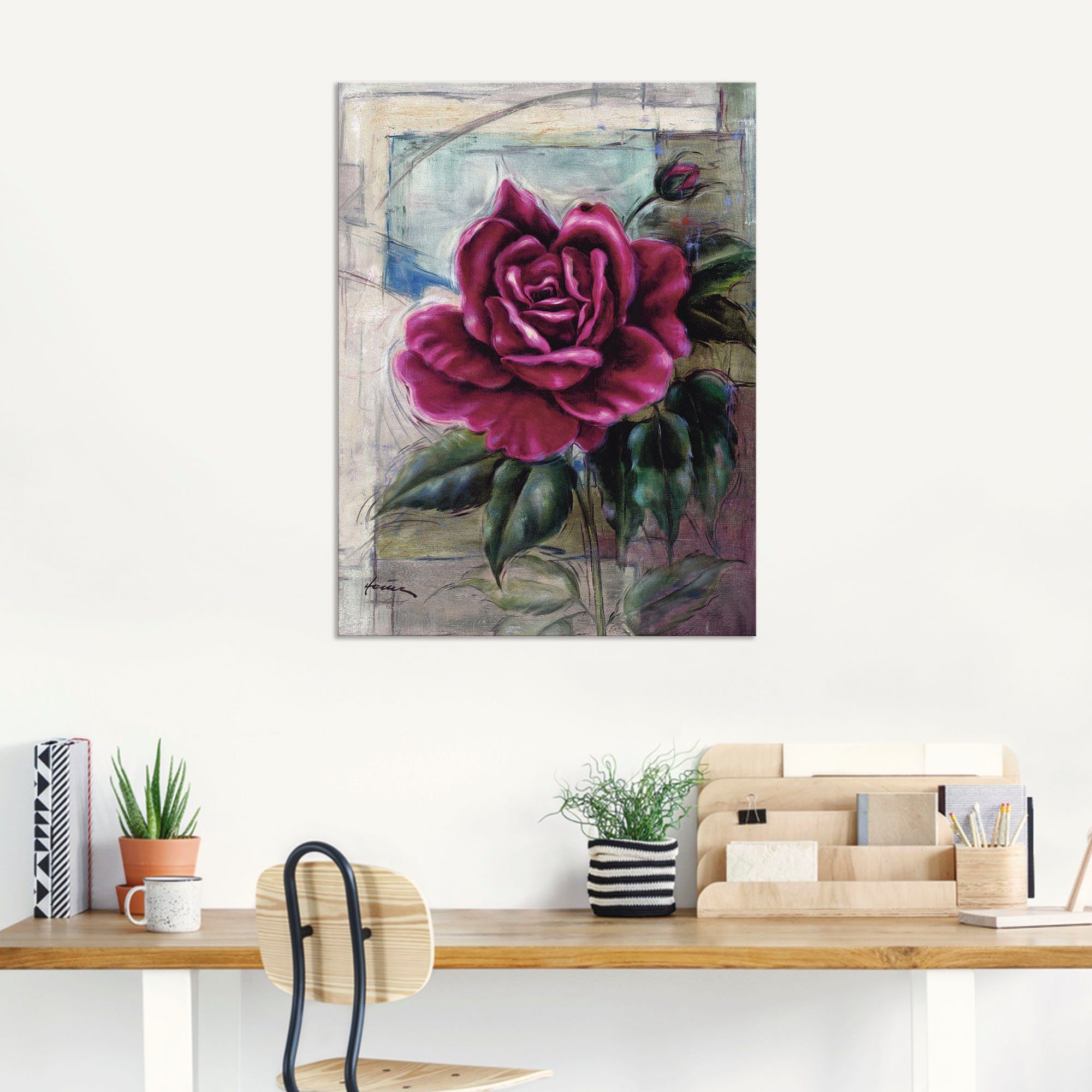 Artland Artprint Roos II als artprint van aluminium, artprint voor buiten, artprint op linnen in verschillende maten