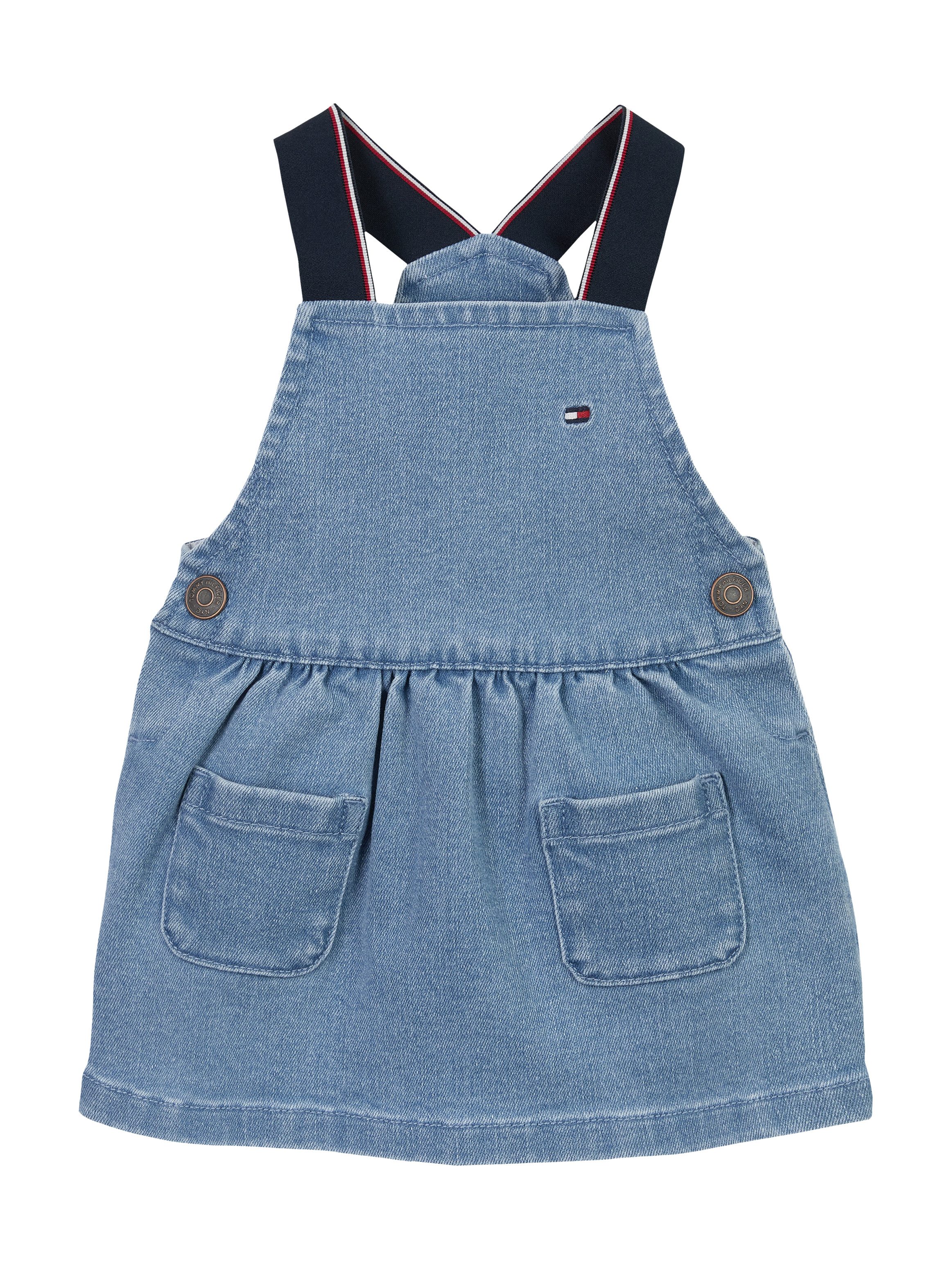 Tommy Hilfiger Salopetjurk DENIM DUNGAREE DRESS met logo-borduursel, met knopen