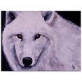 artland print op glas witte wolf (1 stuk) wit