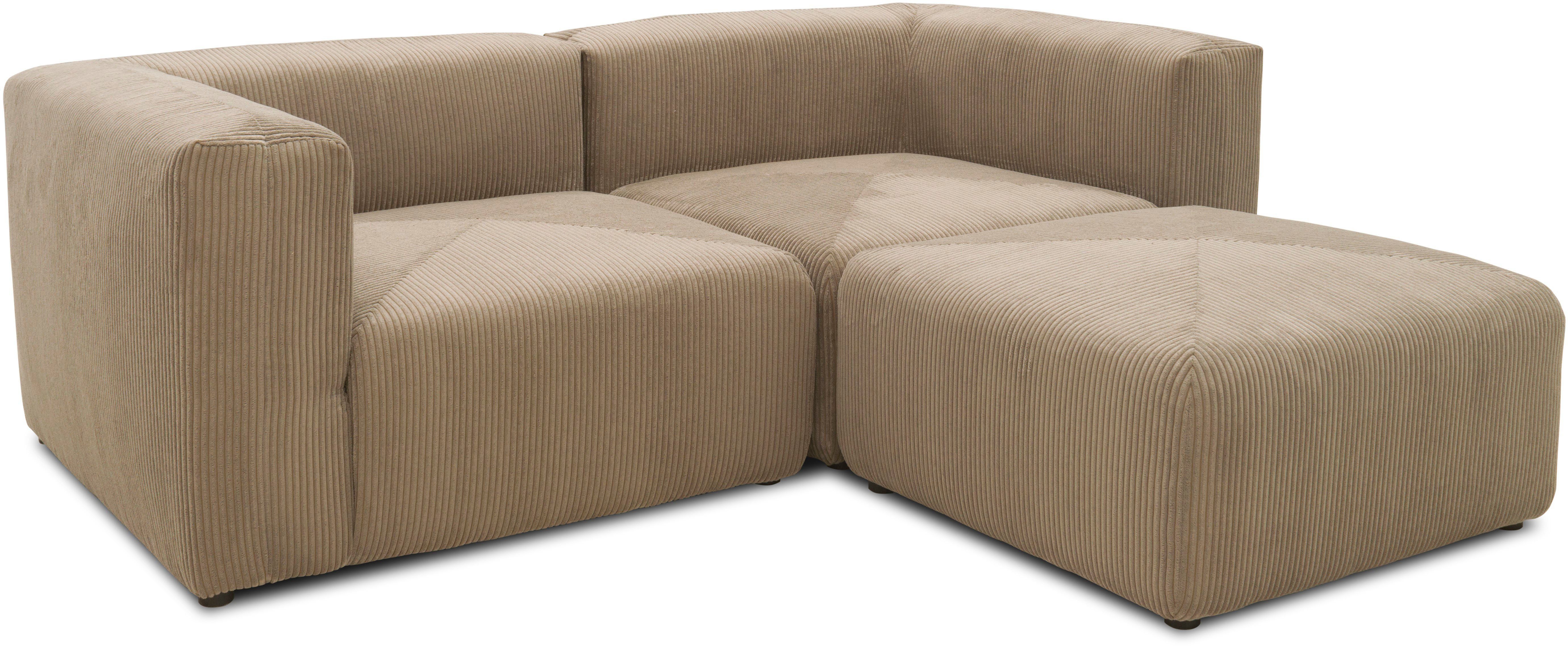 RAUM.ID Hoekbank Gerrid L-vorm Cord, modulaire bank, bestaand uit 2 hoekelementen + 1 hocker