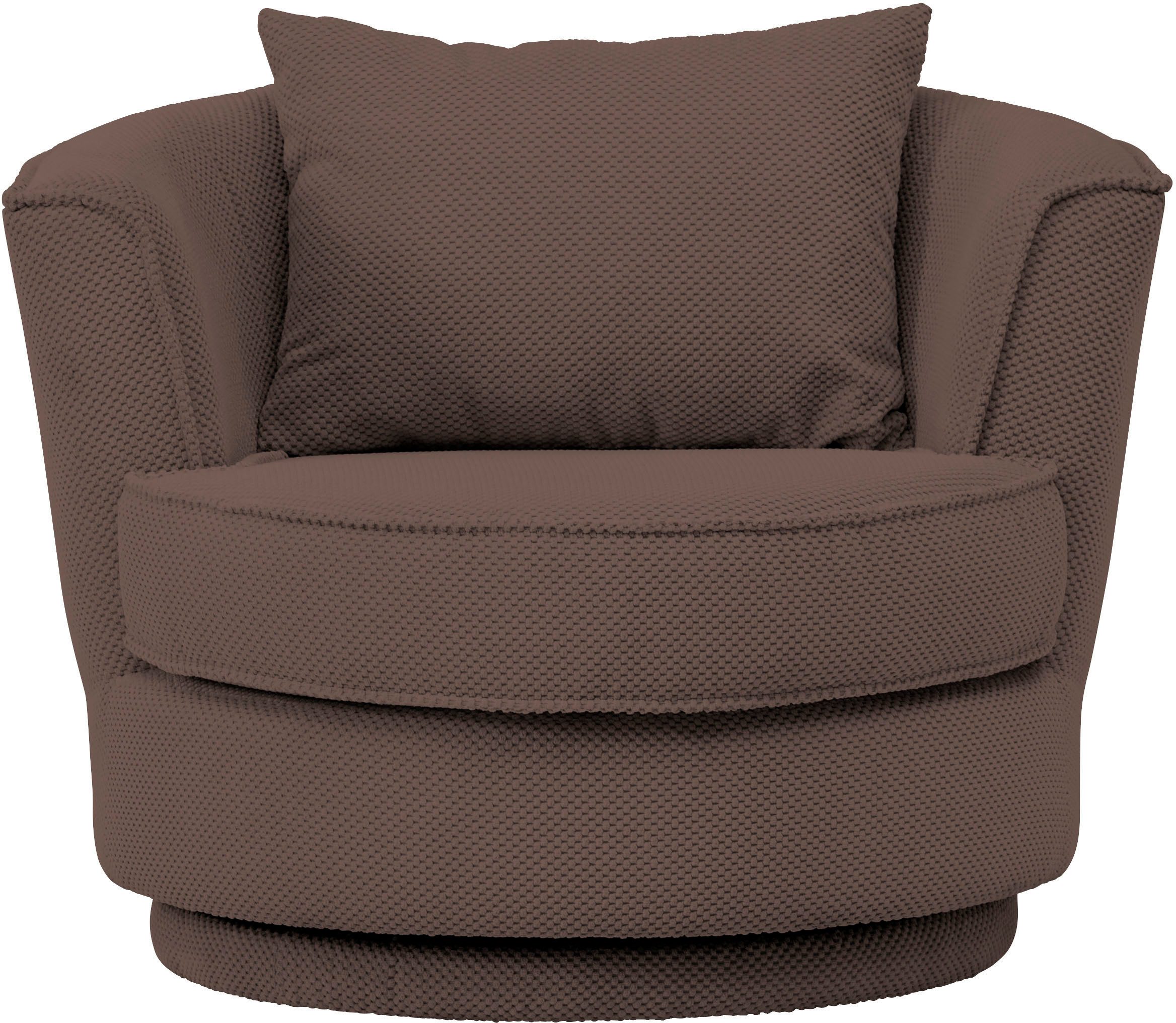Leonique Draaibare fauteuil MAISIE, leesfauteuil, love seat, trendige stoffen mega cord en geweven velours, 360 graden draaibaar