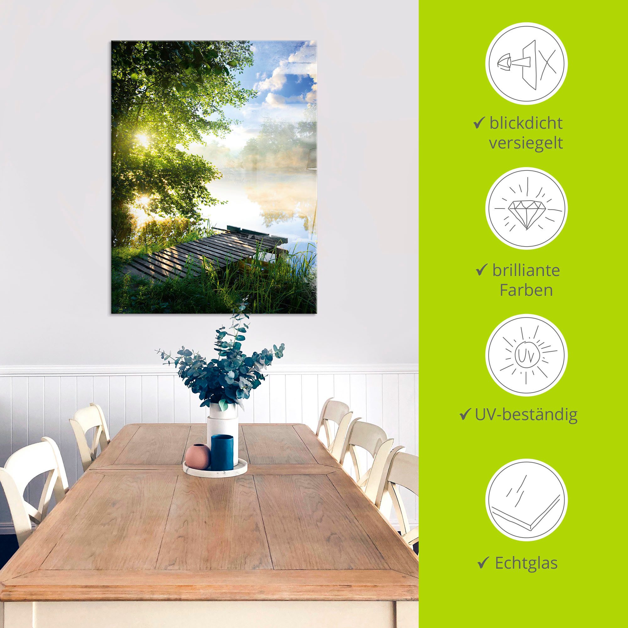 Artland Print op glas Stijger in de ochtend in verschillende maten