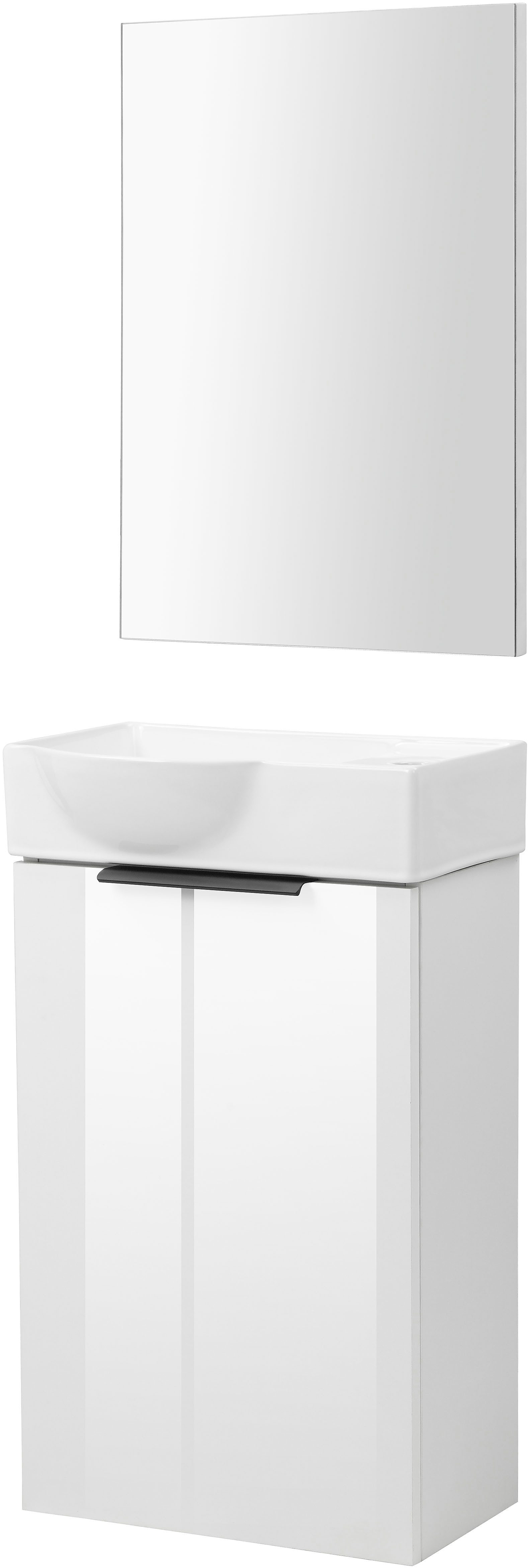 welltime Badmeubelset Sienna gastbad ruimtebesparend Meubelset badkamer, 3-delig, hoogglans 41 cm, wit, softclose(complete set, 3 stuks)