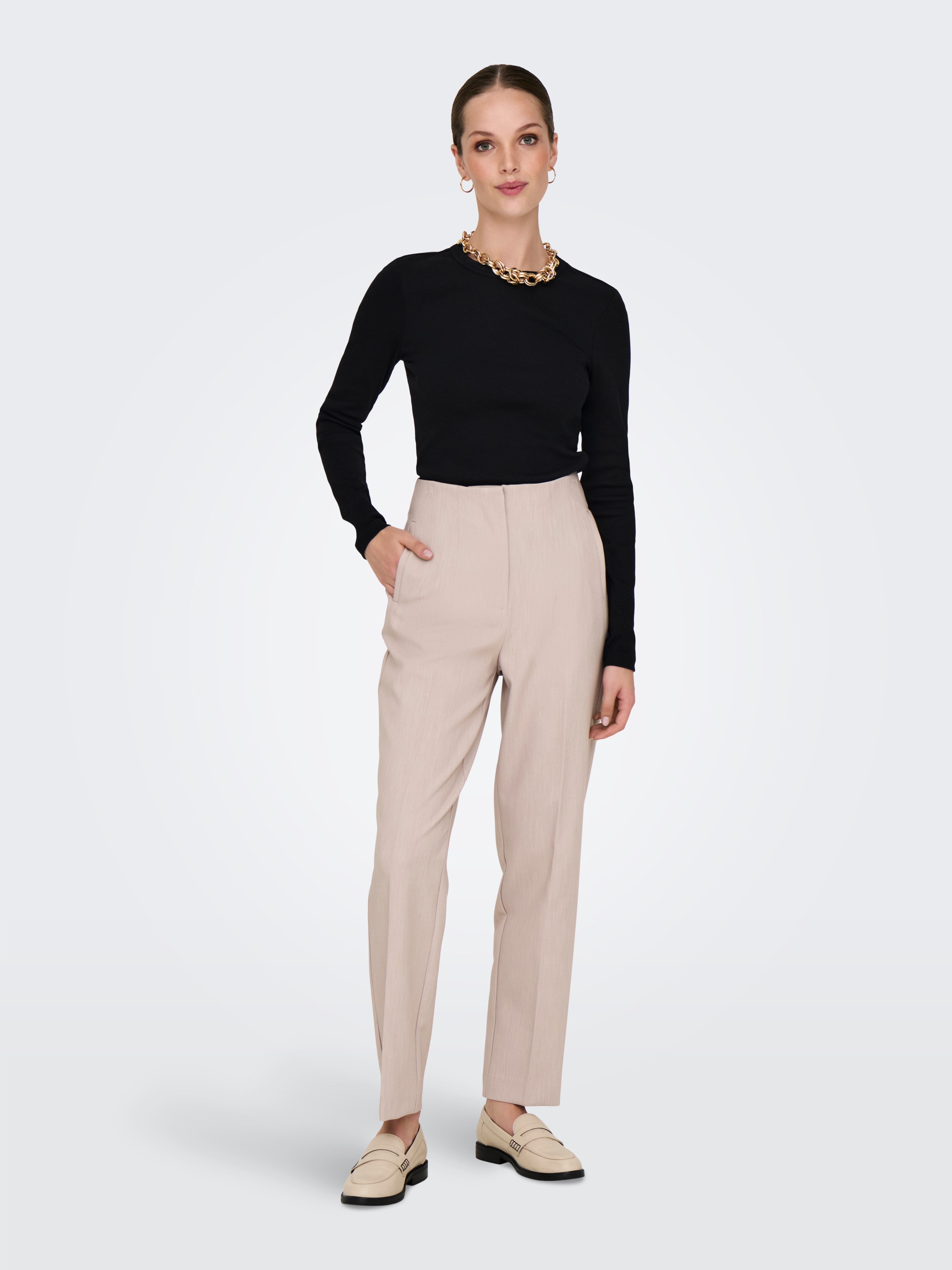Only Shirt met lange mouwen ONLVAL L/S O-NECK TOP CC JRS