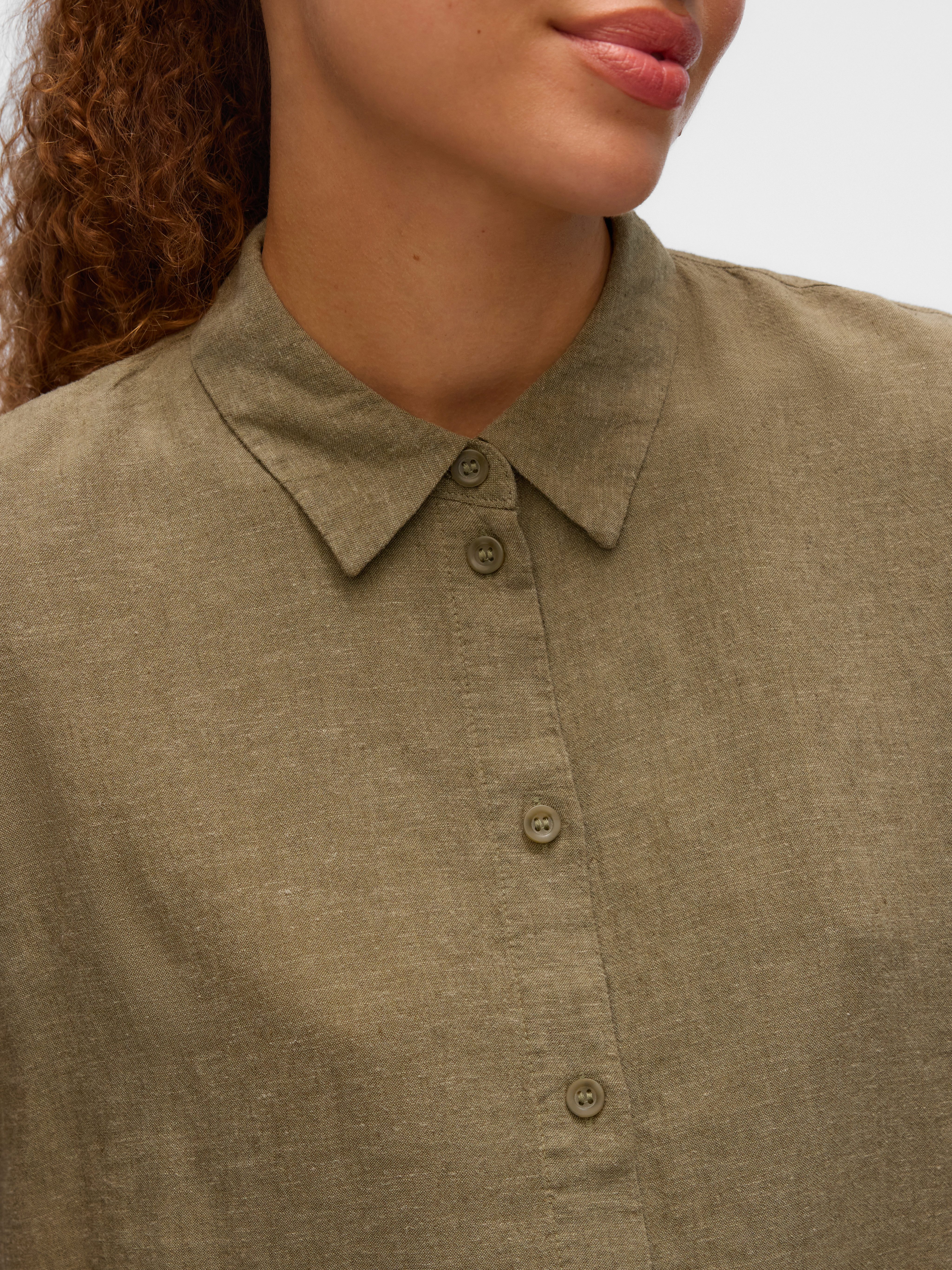 Vero Moda Overhemdblouse VMLINN LINEN 2/4 SHORT SHIRT WVN NOOS