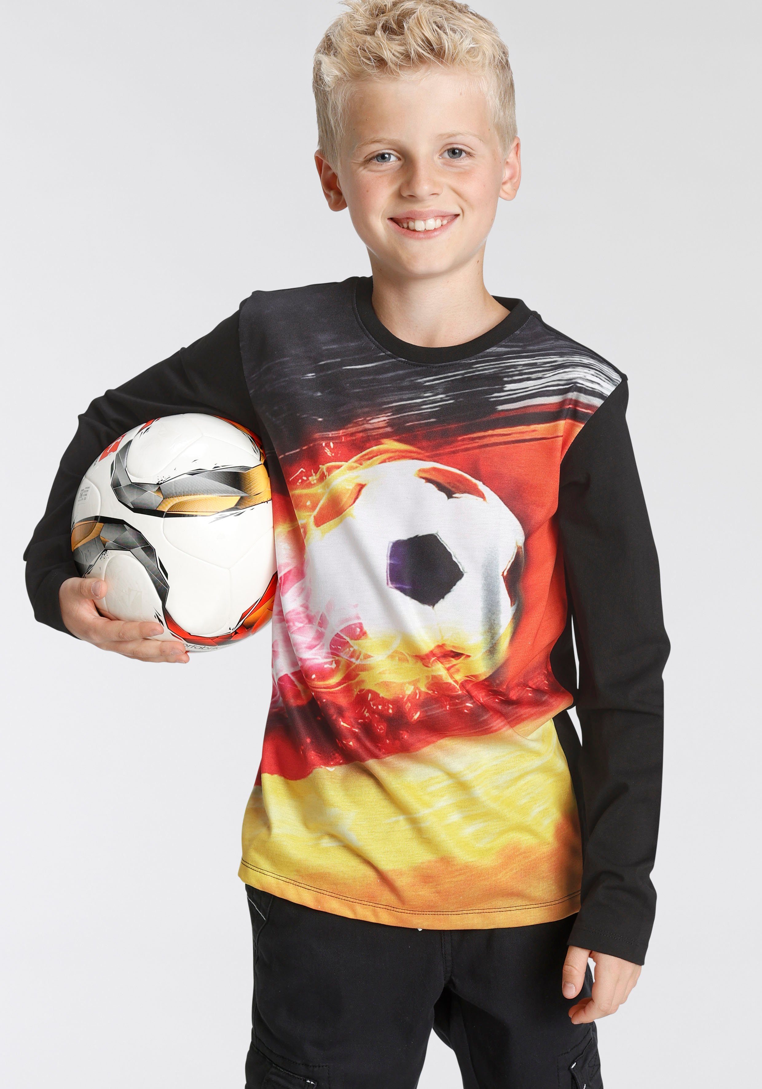 KIDSWORLD Shirt met lange mouwen Voetbal Lange mouwen, basic pasvorm, bedrukt, ronde hals