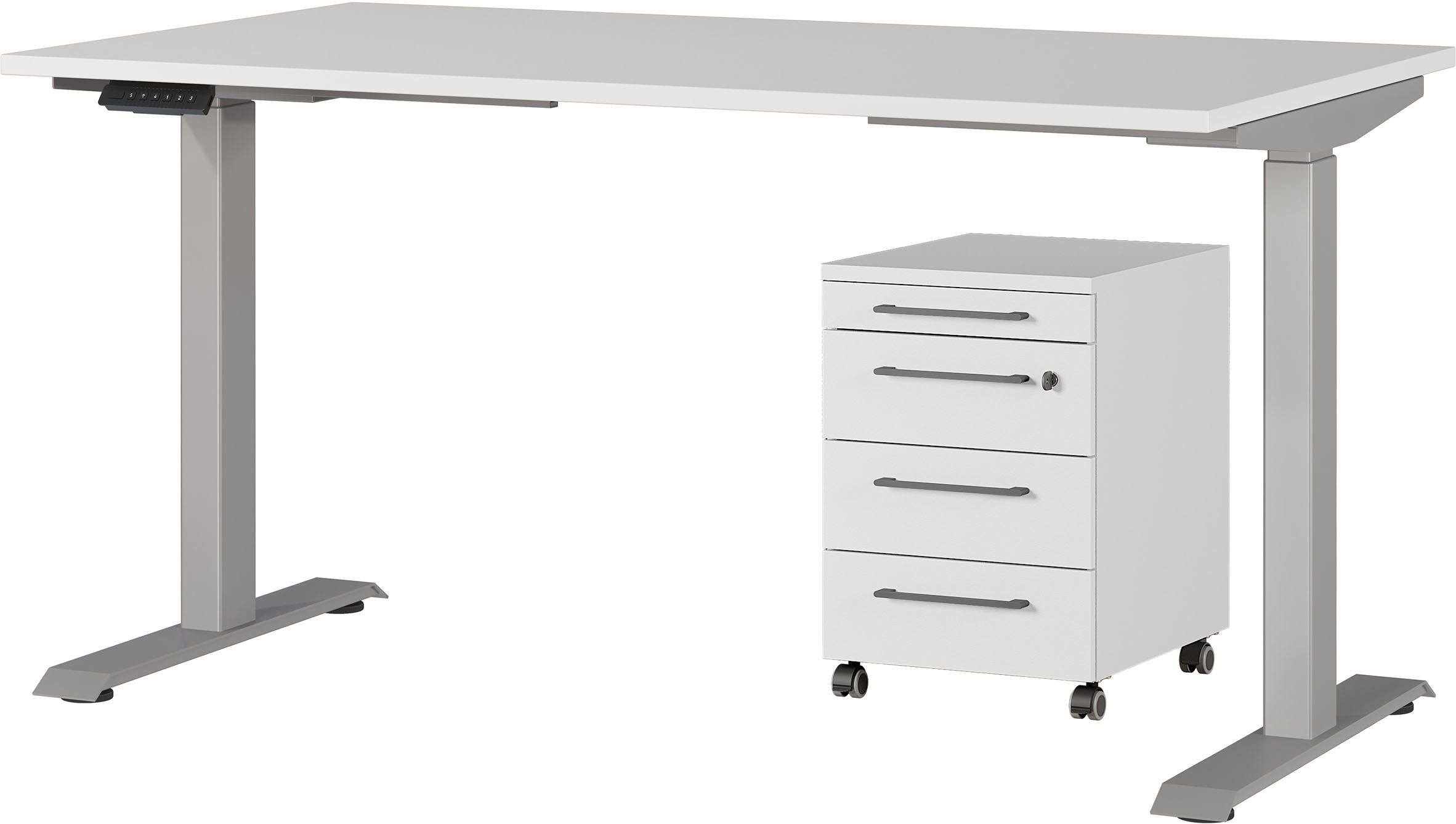 GERMANIA Kantoormeubelset Agenda Set bestaande uit in hoogte verstelbaar bureau en rolcontainer (2-delig) kantoorsets maat 197 cm x 120 cm x 80 cm
