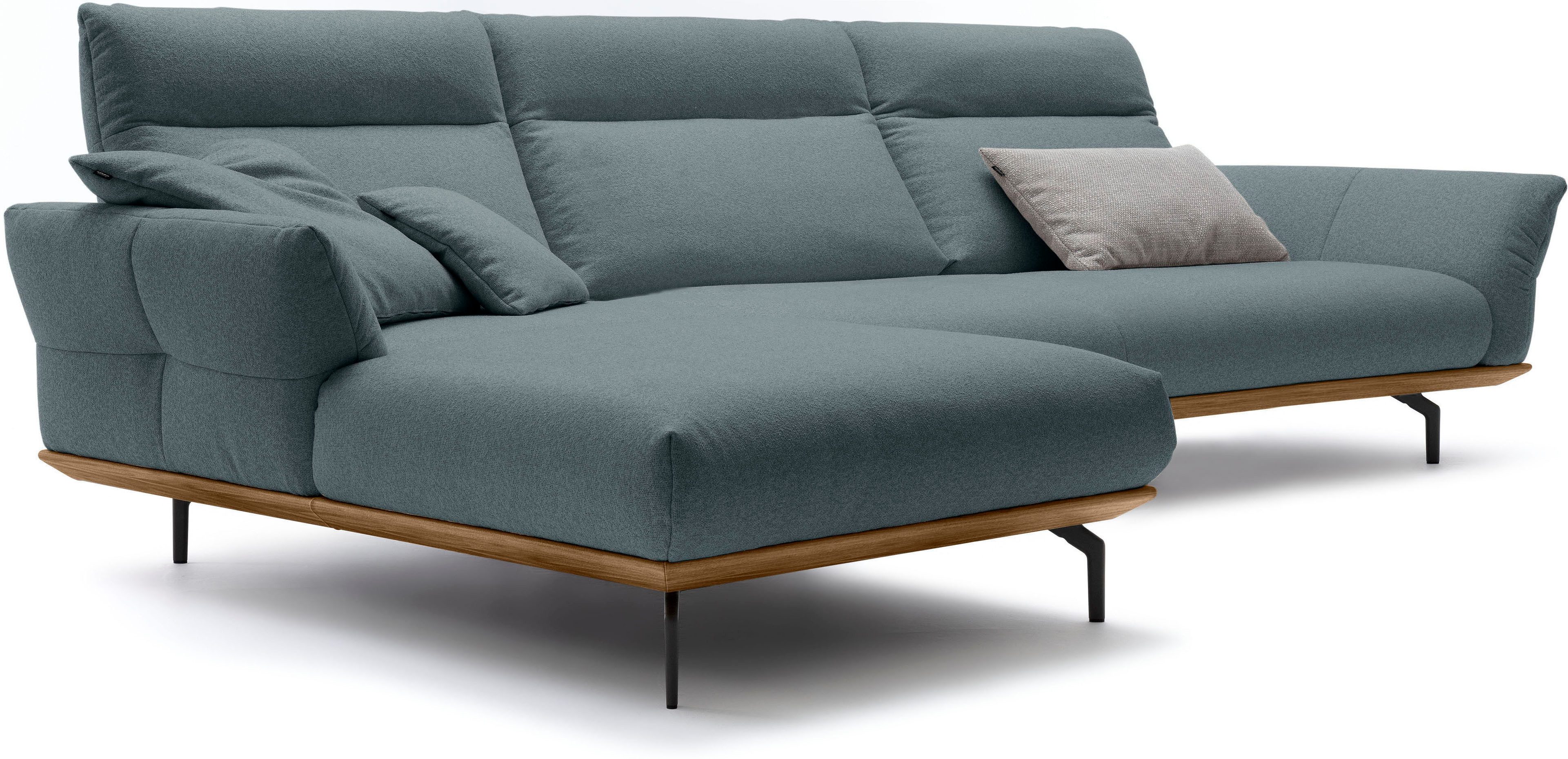 Creation BY ROLF BENZ Hoekbank Hs.460 Sokkel in walnotenhout, onderstel in umbra grijs, breedte 338 cm