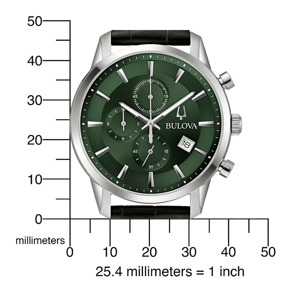Bulova Chronograaf 96B413 Horloge, quartz, herenhorloge, dameshorloge, leren band, datum