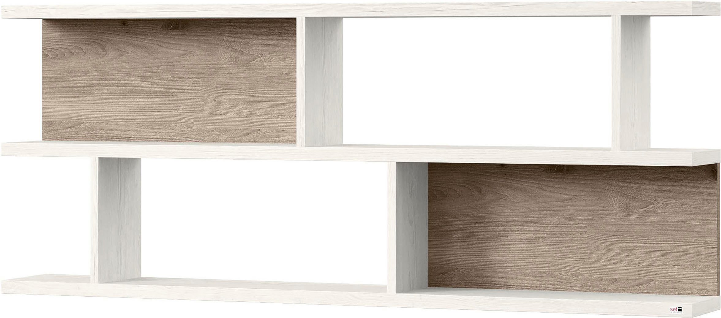 set one by Musterring Wandplank York Type 43, met 3 planken, 3 kleuren, verlichting optioneel, B 150 cm