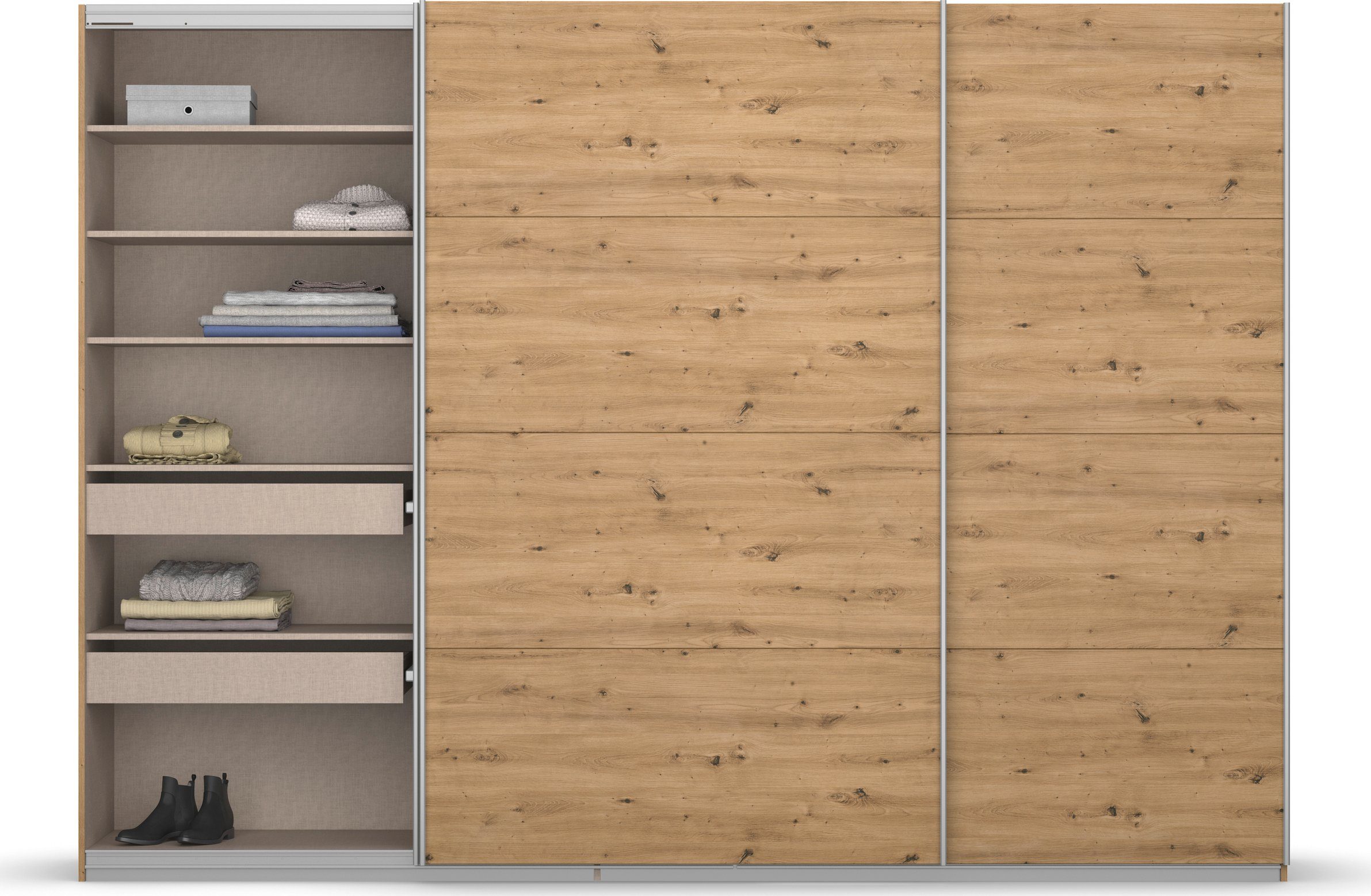 rauch Zweefdeurkast Kledingkast kast garderobe KOLUNA met decor-front inclusief 2 binnenladen en extra legplanken made in germany
