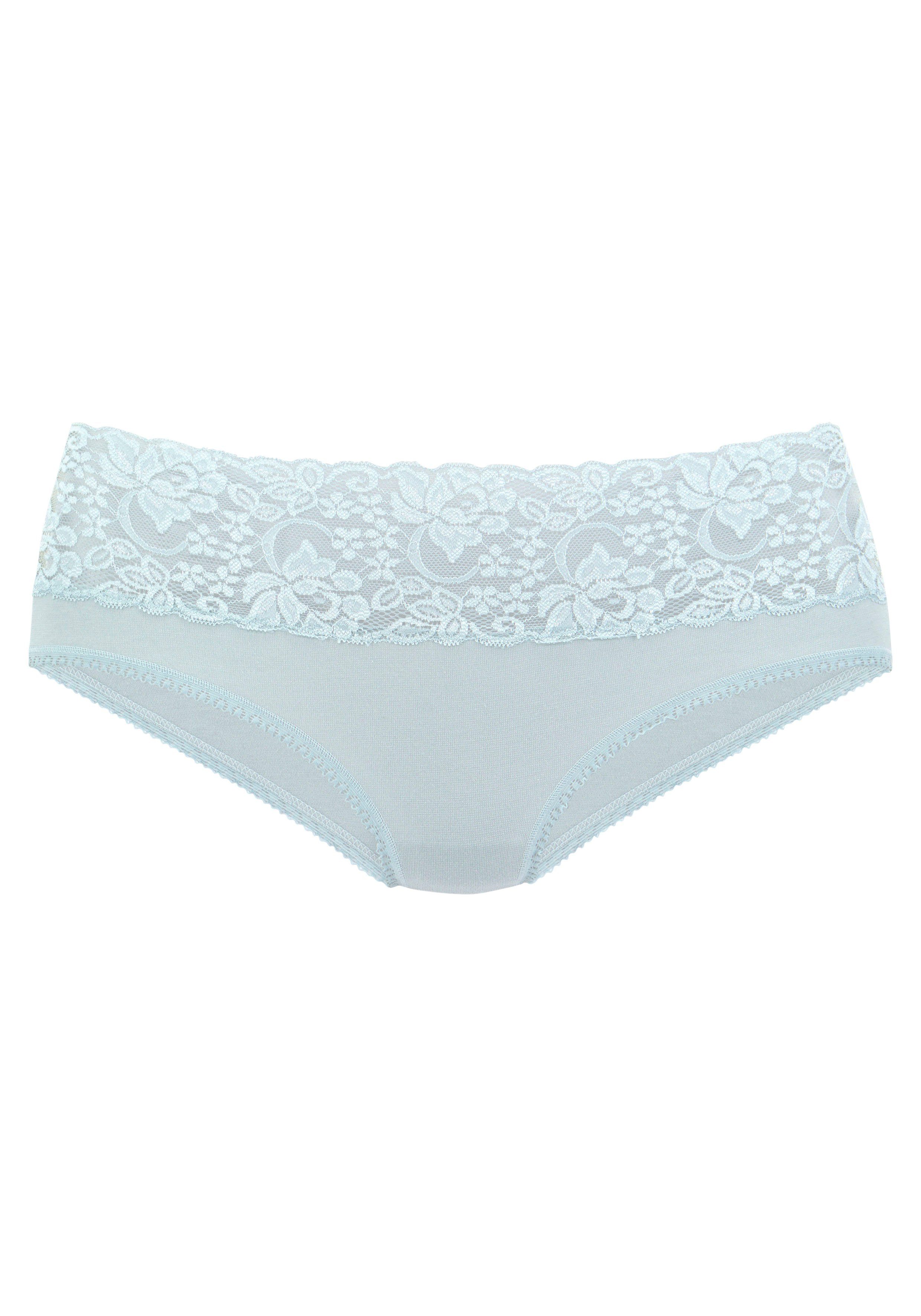 Vivance Slip van elastische katoen met florale kant (3 stuks)