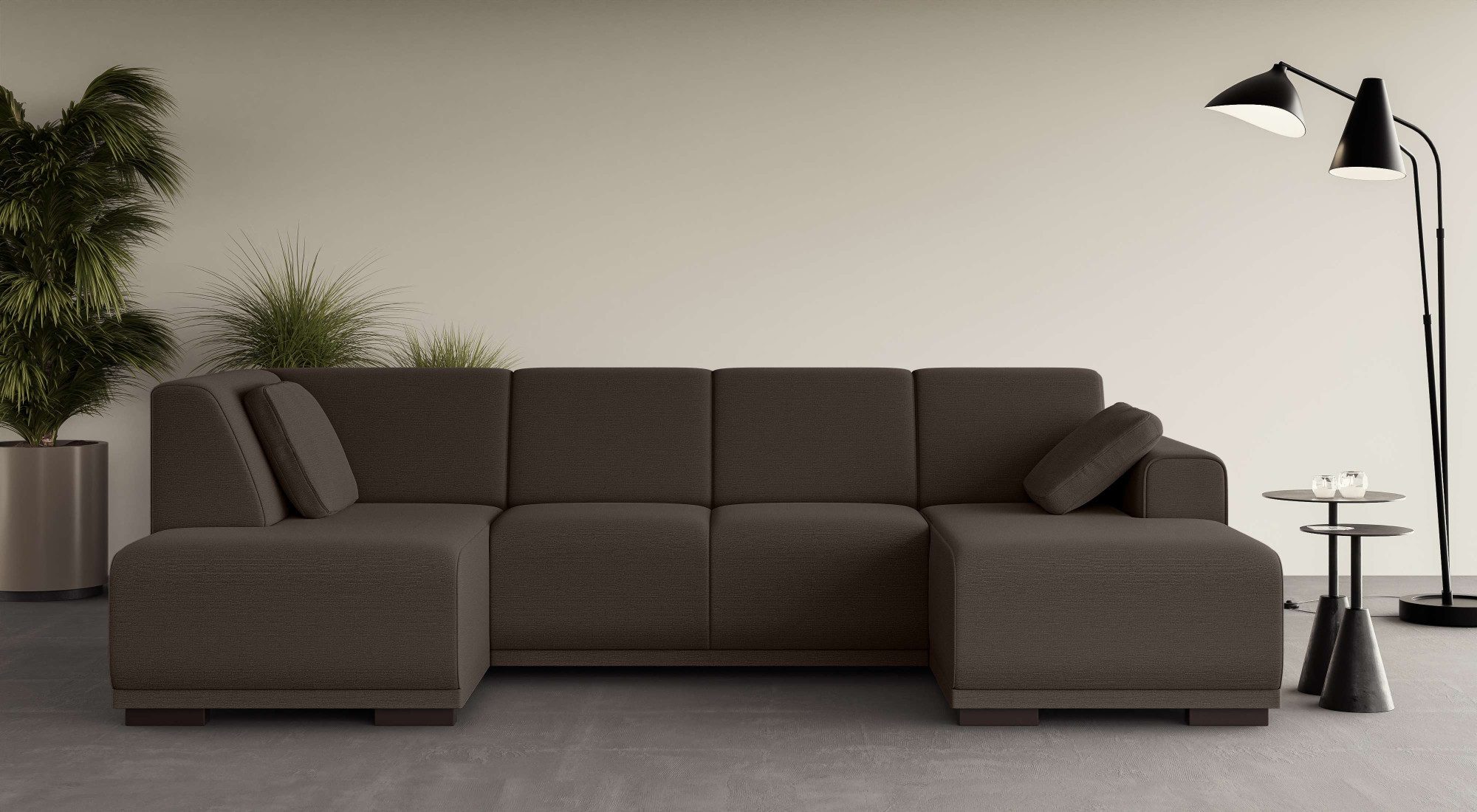 Home affaire Zithoek BORNHOLM U-vorm met chaise longue rechts/links, B/D/H: 300/162/85 cm U-vorm met golvende ondervering, chaise longue rechts of links bestelbaar