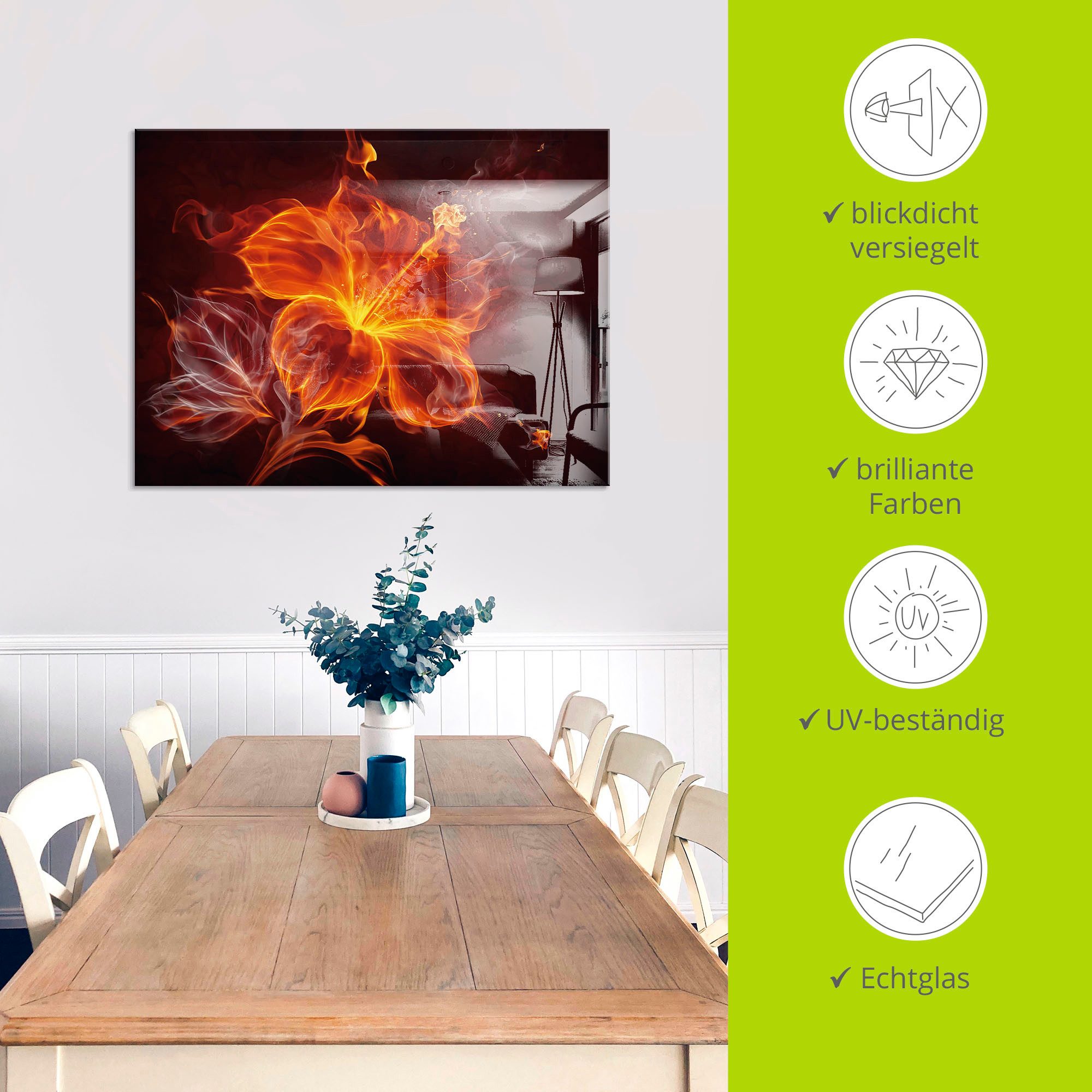 Artland Print op glas Vuurbloem in verschillende maten