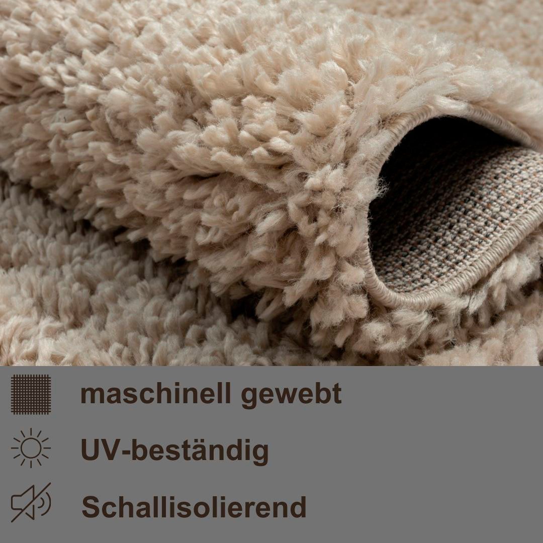 my home Set slaapkamerkleedjes met hoge pool Banji Uni-kleuren, zacht en fluffy, ook als loper en in rond verkrijgbaar