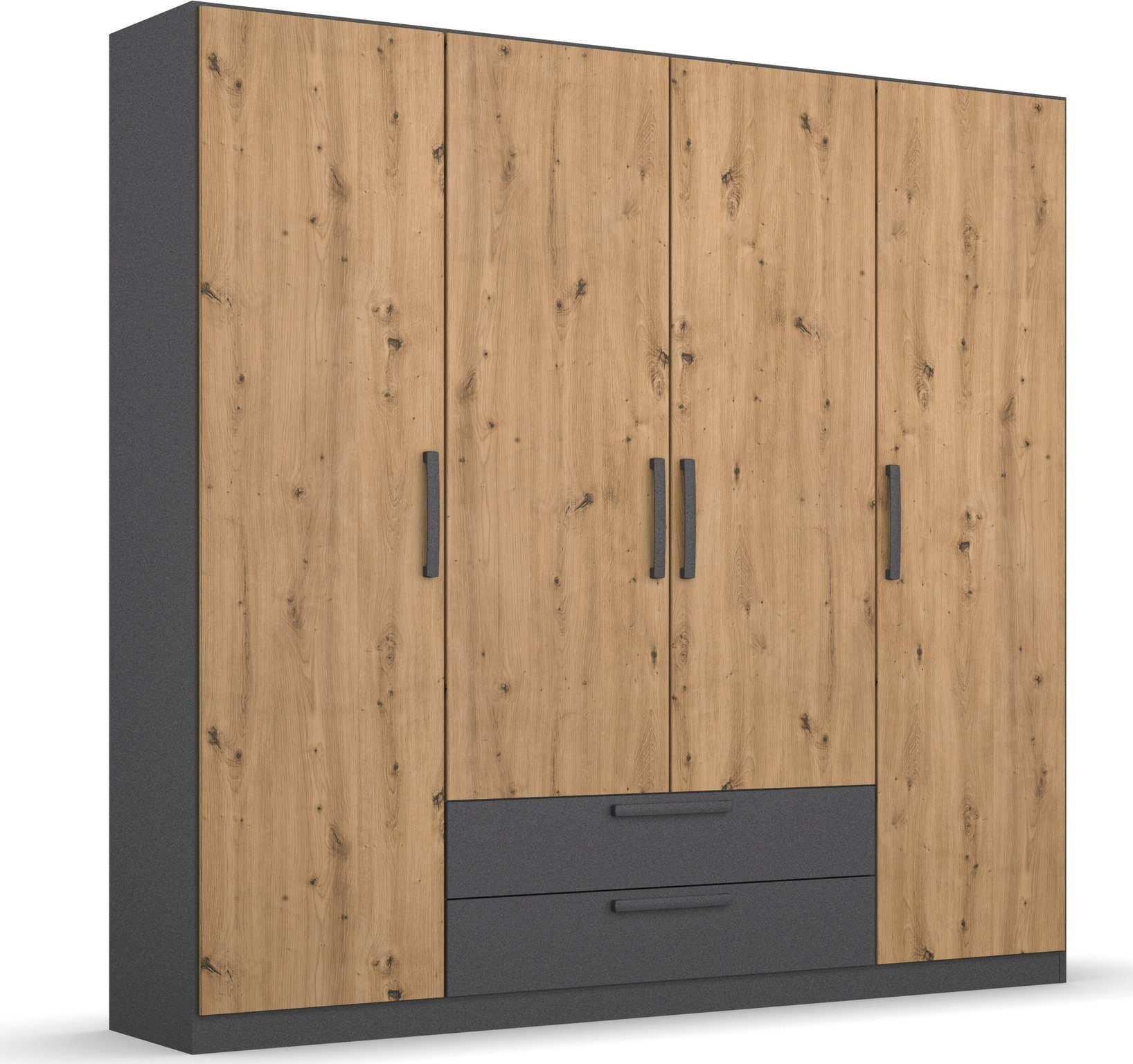 rauch Draaideurkast StyleUp Type Dark & Wood met trendy contrastkleurige grepen kledingkasten grijs