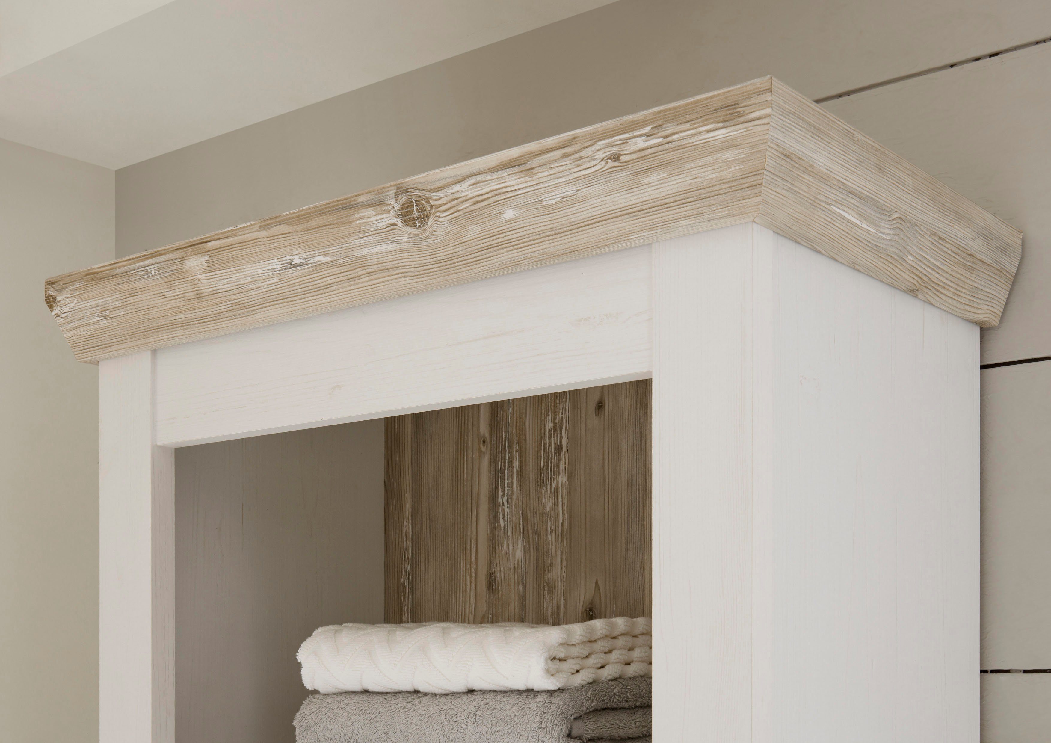 Home affaire Hoge kast Florenz, Badschrank im Landhausstil, Schrank mit Metallgriffen