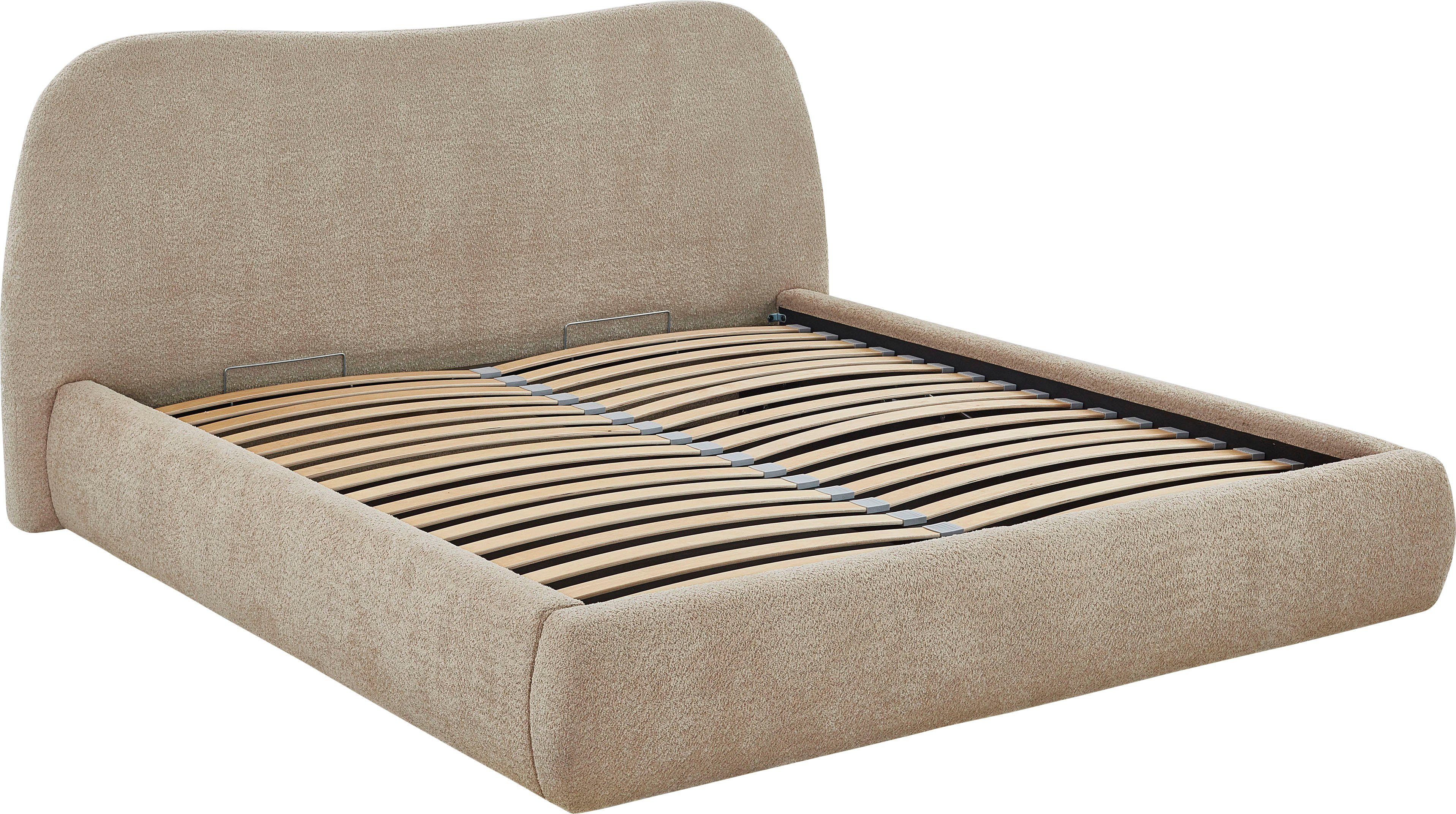 ATLANTIC home collection Gestoffeerd bed Sophie met of zonder opbergruimte, hoogwaardige bouclé bekleding