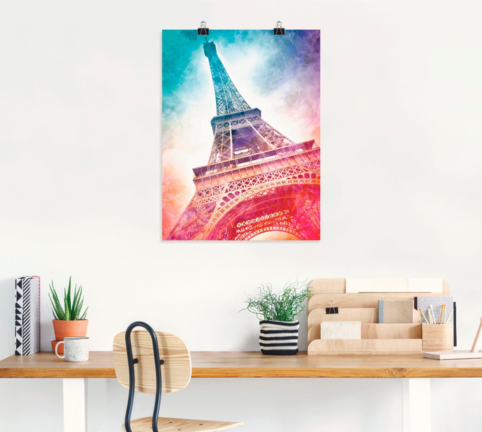 Artland Poster Parijs Eiffeltoren II als artprint van aluminium, artprint op linnen, muursticker of poster in verschillende maten