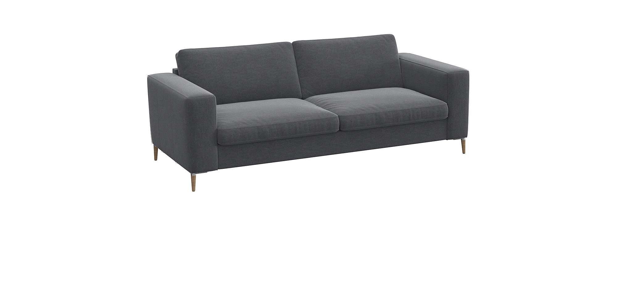 FLEXLUX 2,5-zitsbank Fiore, super zitcomfort door koudschuim, brede armleuningen, voeten van aluminium + eiken