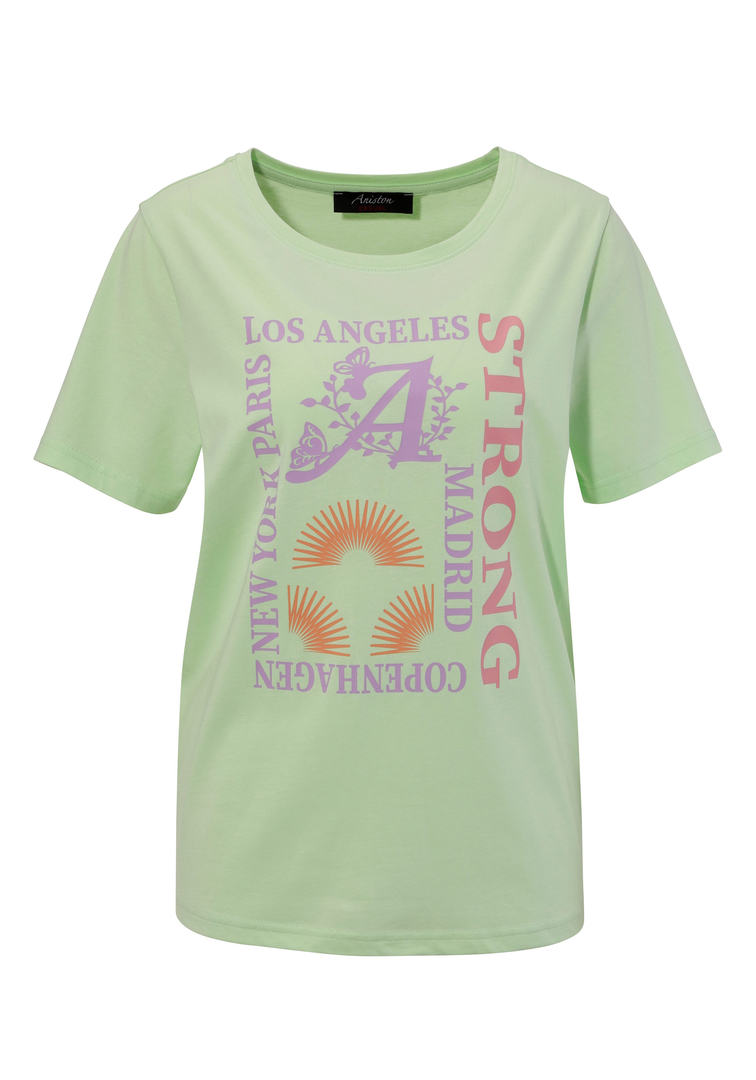 Aniston CASUAL T-shirt met kleurharmonieuze frontprint van foliedruk