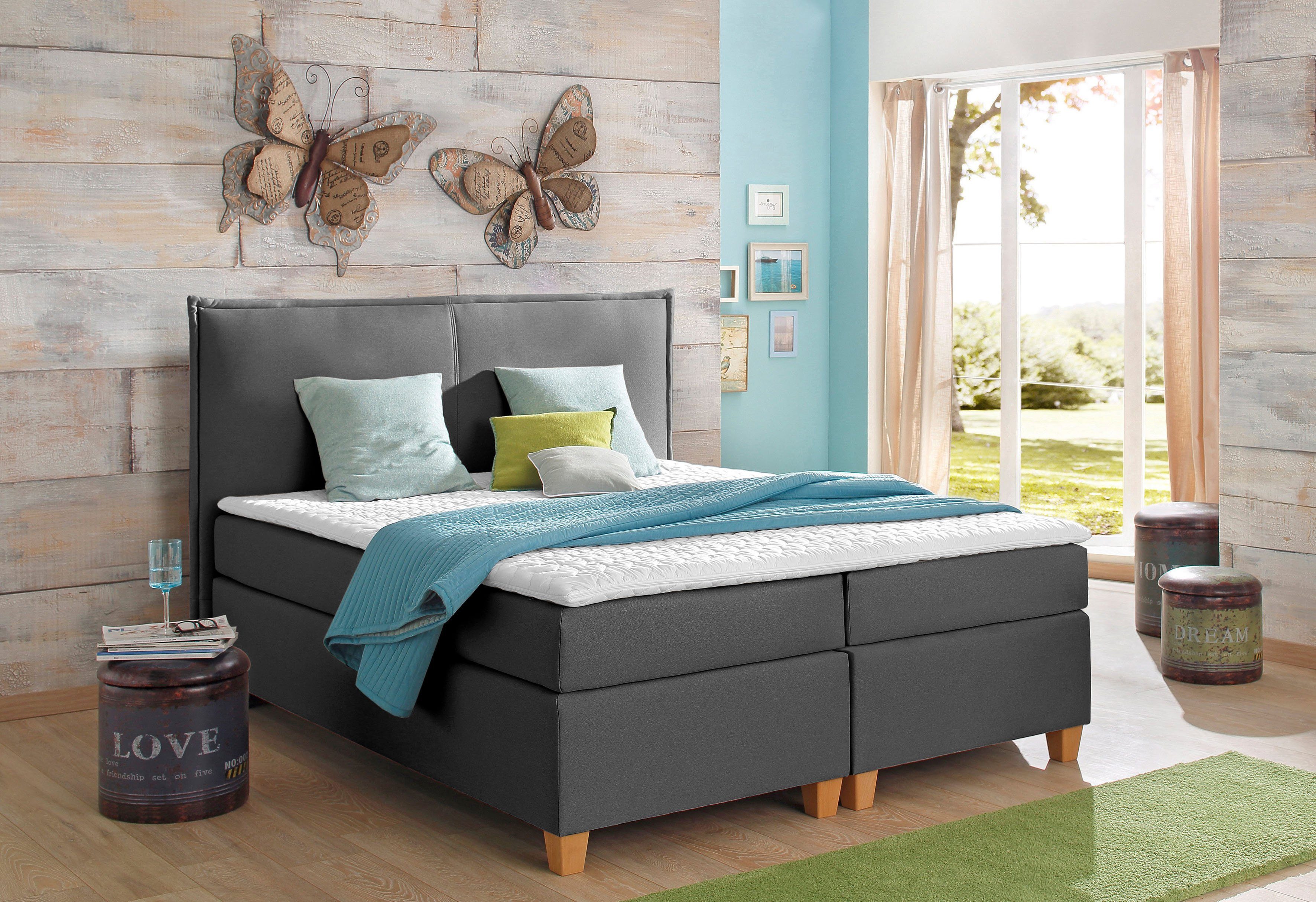 Home affaire Boxspring Houssay incl. topmatras, 5 breedtes, 2 hardheden ook in extra lang 220 cm