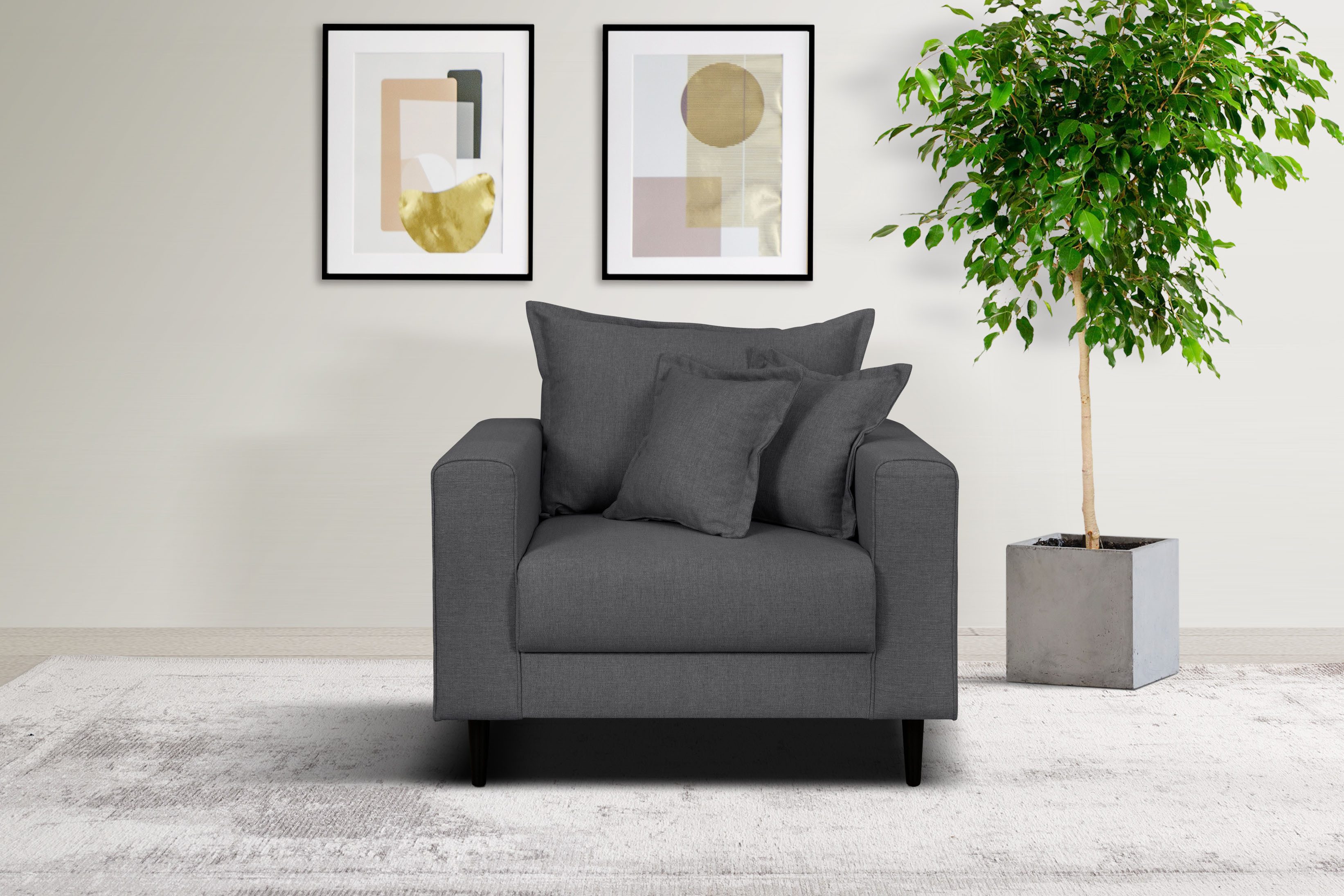 Home affaire Fauteuil VEYRAS loungefauteuil, afmetingen B/D/H: 95/84/76 cm fauteuils zwart