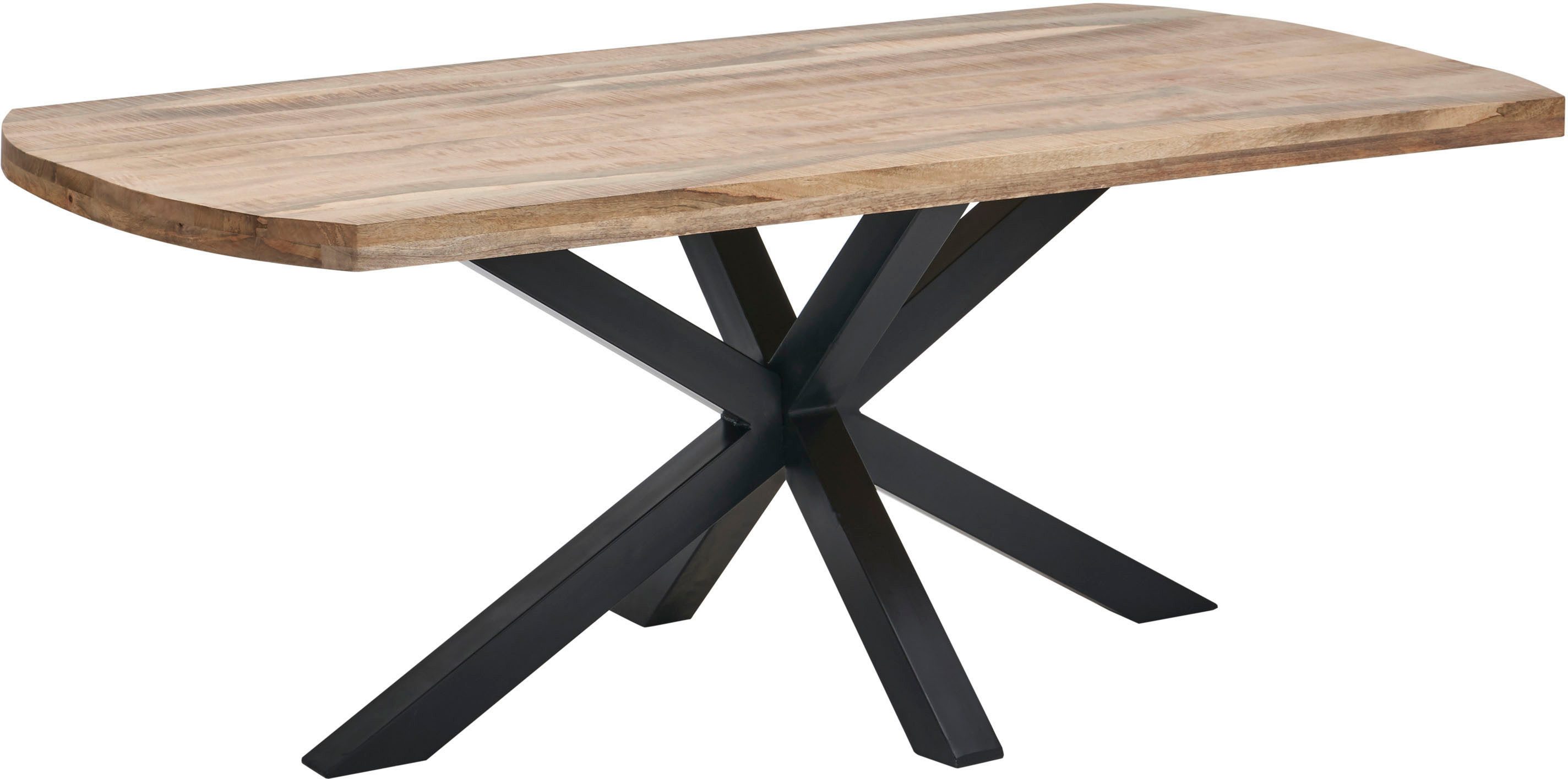 Stolkom Eettafel Veneti 200 cm breed in bootvorm, tafel mango massief hout