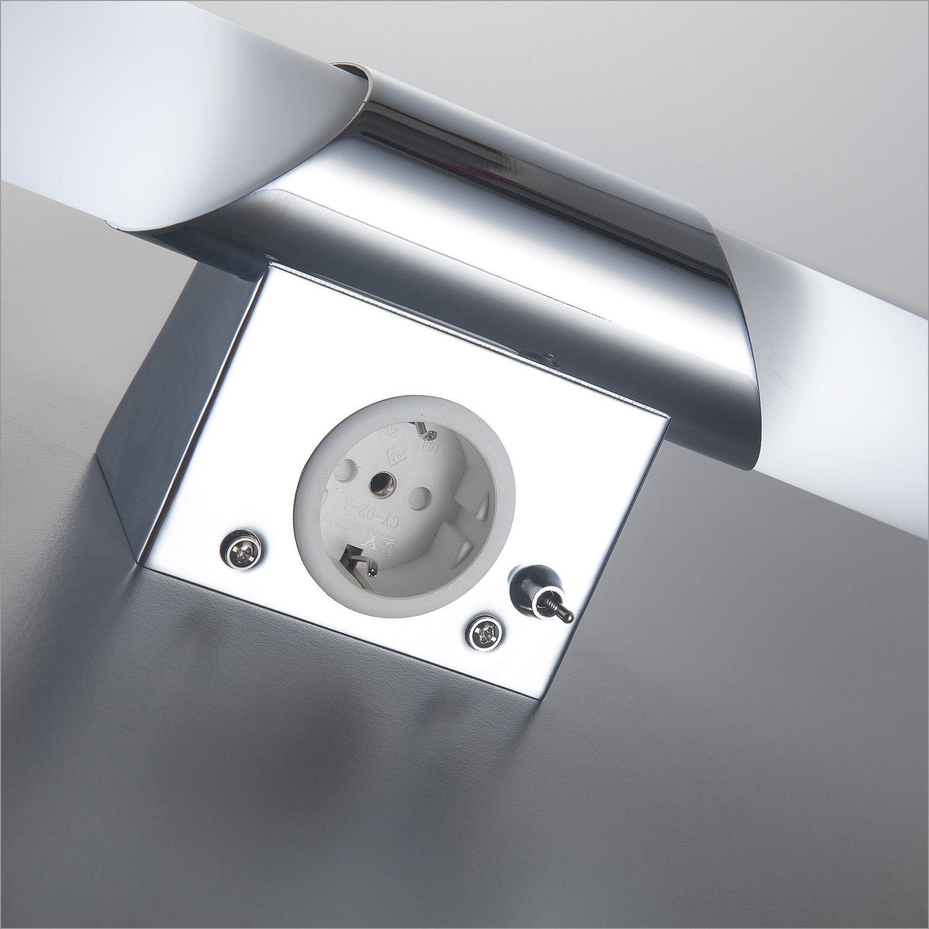 B.K.Licht Spiegellamp Mithra LED, wandlamp, badkamer, metaal, glas, E14, met stopcontact