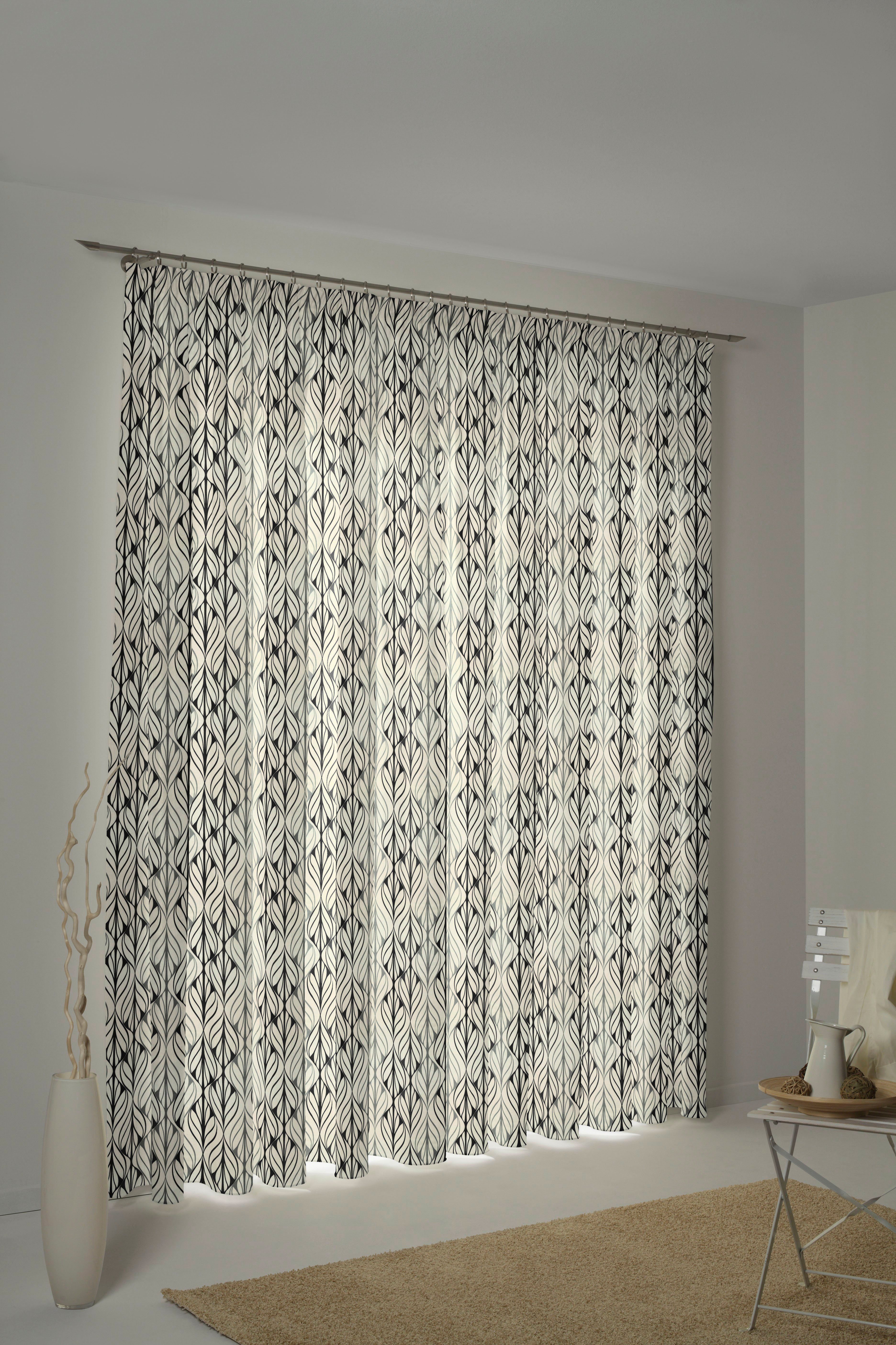 Adam Gordijn WAVE duurzaam van bio-katoen (1 stuk) kant & klaar gordijnen maat 145 cm x 245 cm zwart