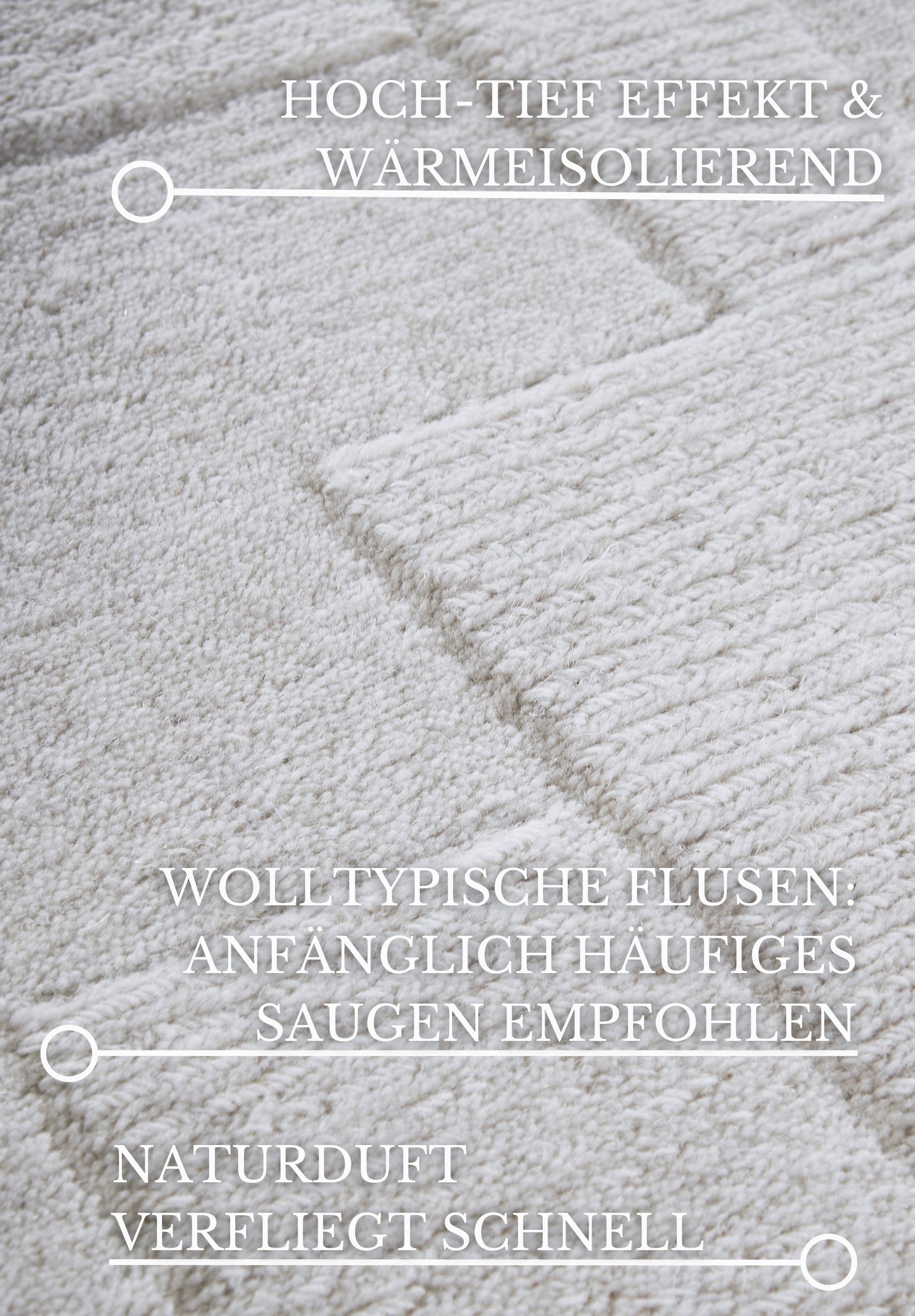 Villeroy & Boch Wollen kleed Wilhelmine Loper, handgeweven, wol, natuur, woonkamer, geometrie, boho