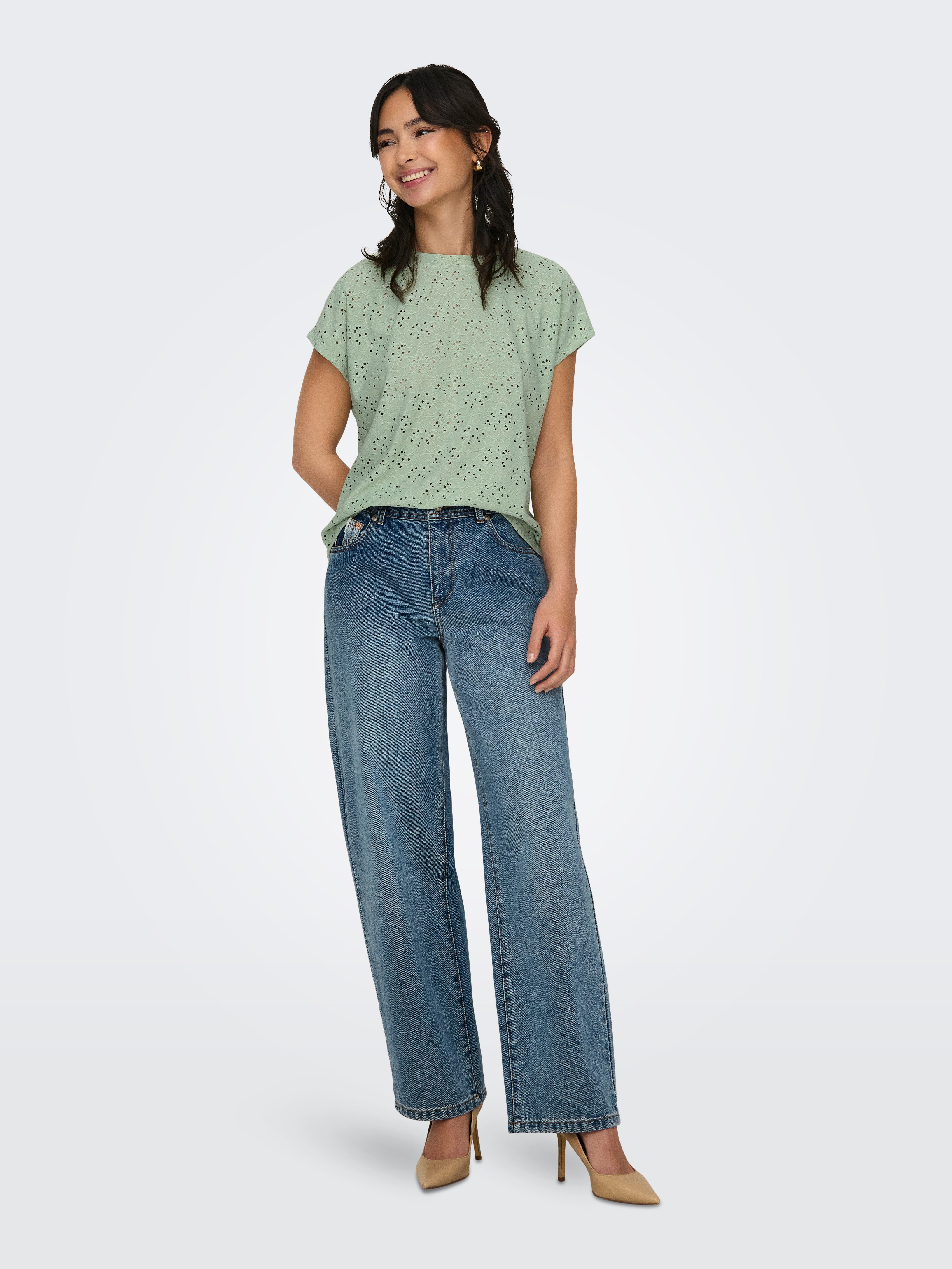 Only Shirt met korte mouwen ONLSMILLA S/S TOP JRS NOOS