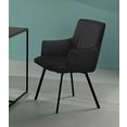 inosign stoel met armleuningen sally met een gemakkelijk te onderhouden overtrokken met kunstleer, met zwarte metalen poten, zithoogte 47 cm (set, 2 stuks) zwart