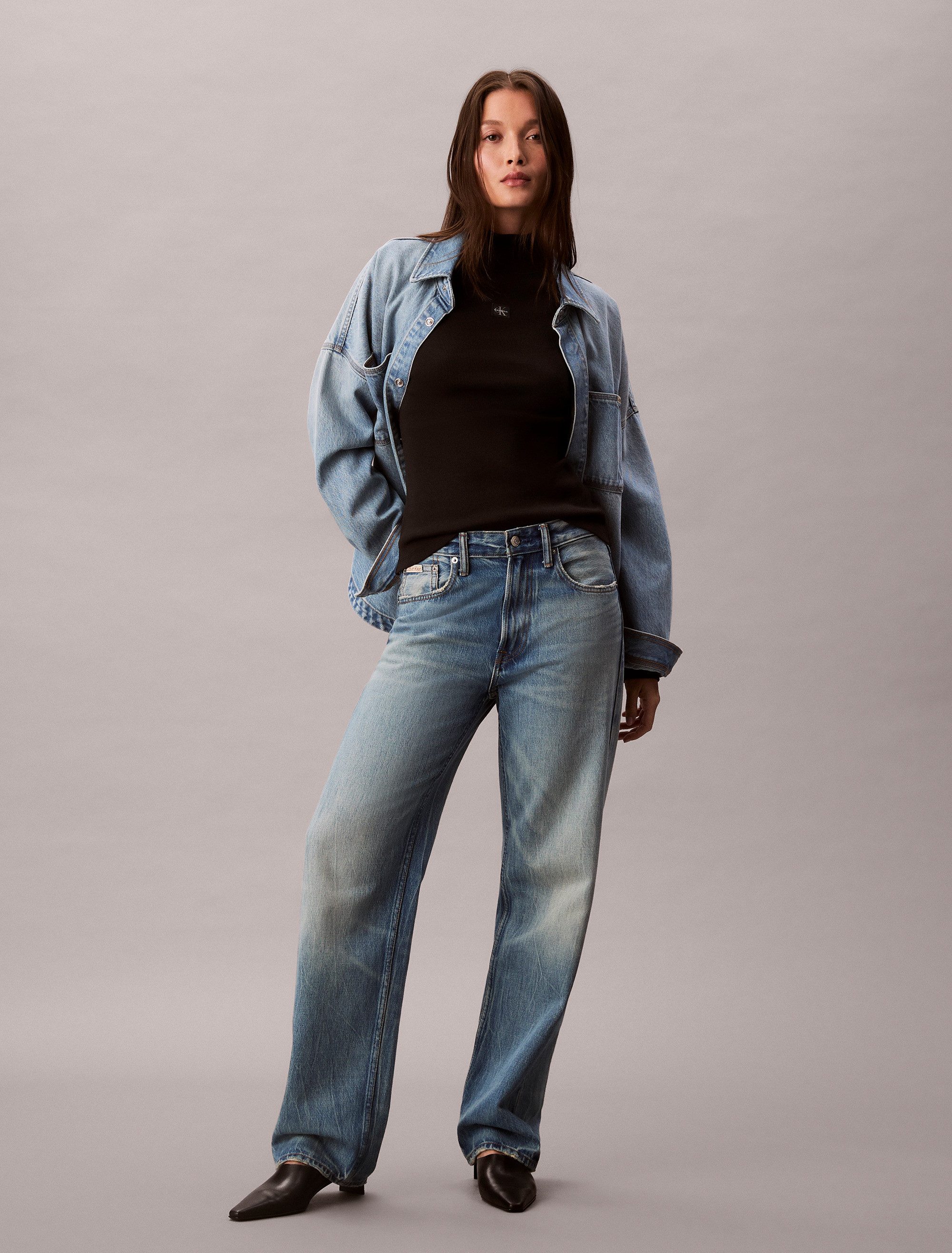 Calvin Klein Shirttop LS WOVEN LABEL TURTLENECK