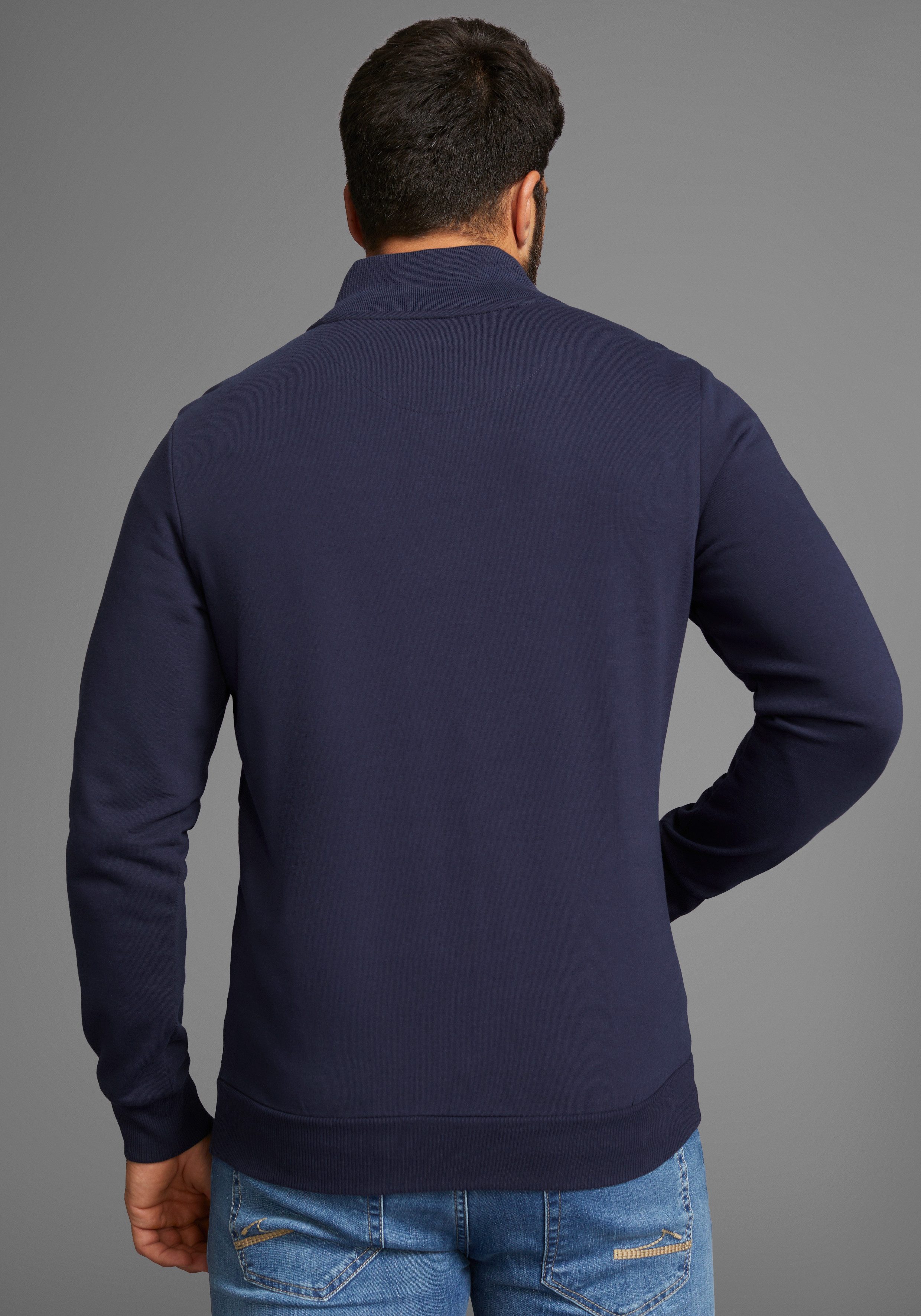 DELMAO Sweatshirt met henley-kraag en zijzakken - nieuwe collectie