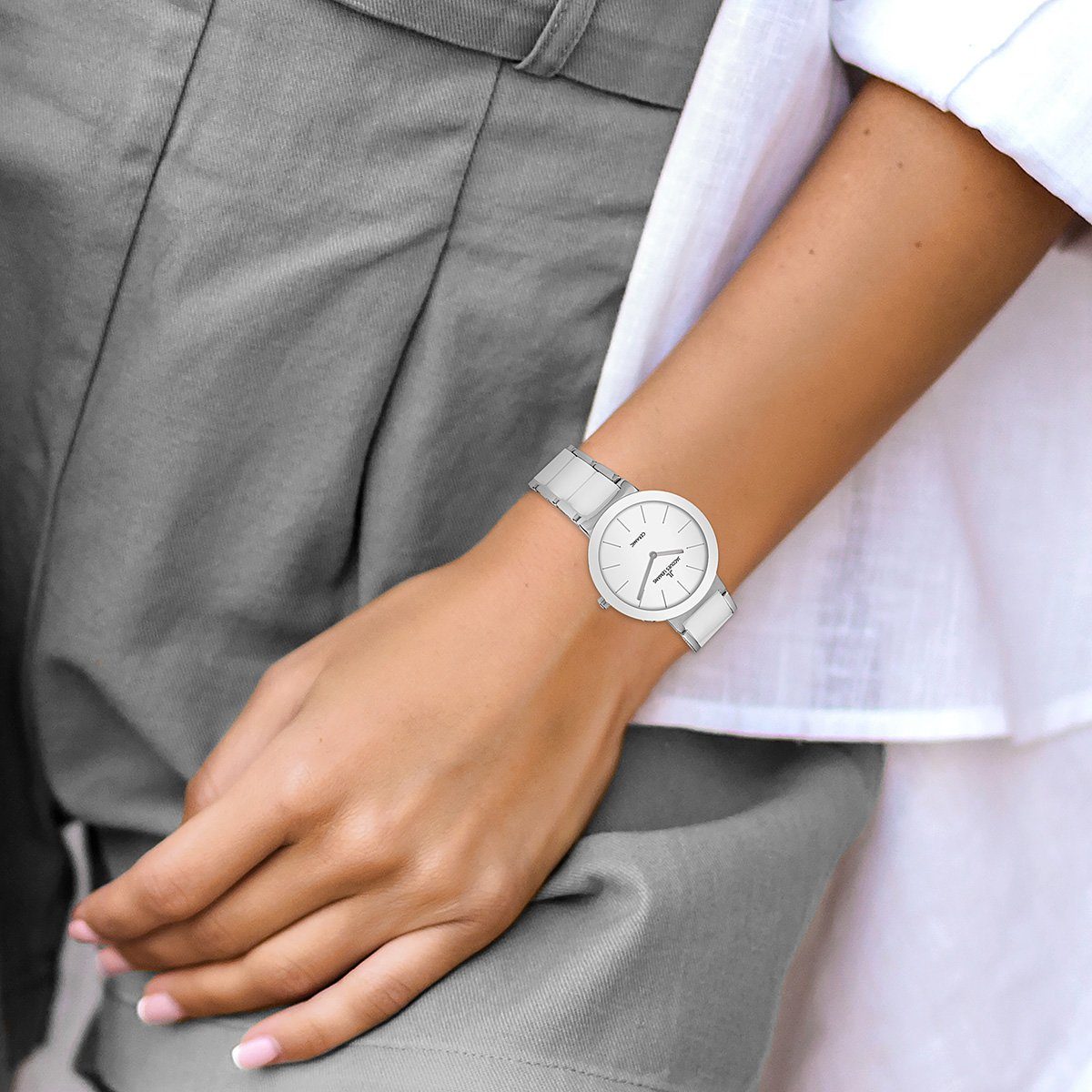 Jacques Lemans Keramisch horloge Monaco, 42-7B Quartz horloge, armbanduhr, dameshorloge, gehard Crystex-glas