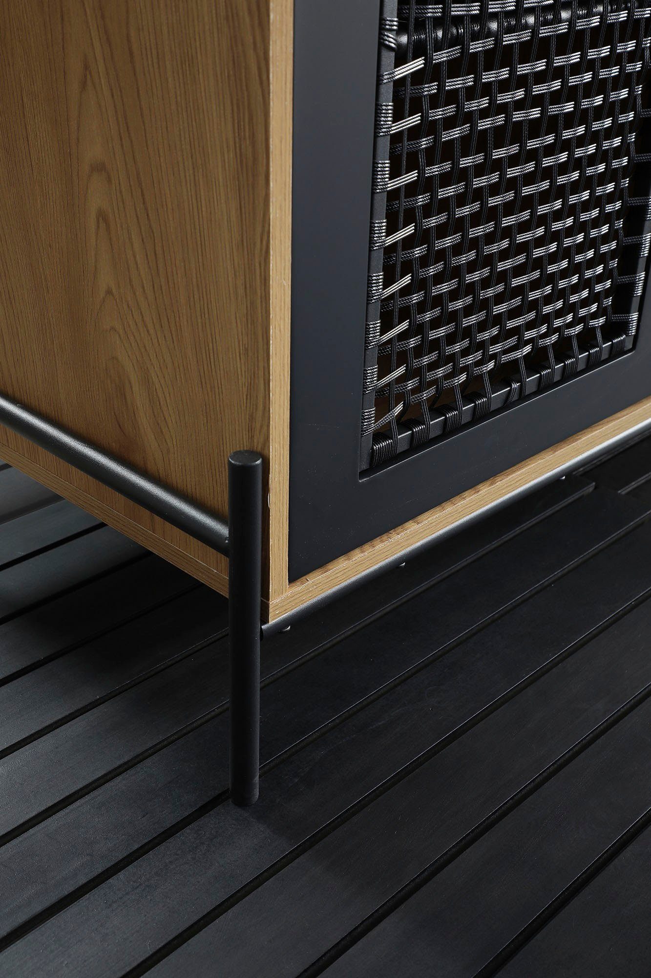 SalesFever Dressoir Kast met matzwarte inzet van polyrattan