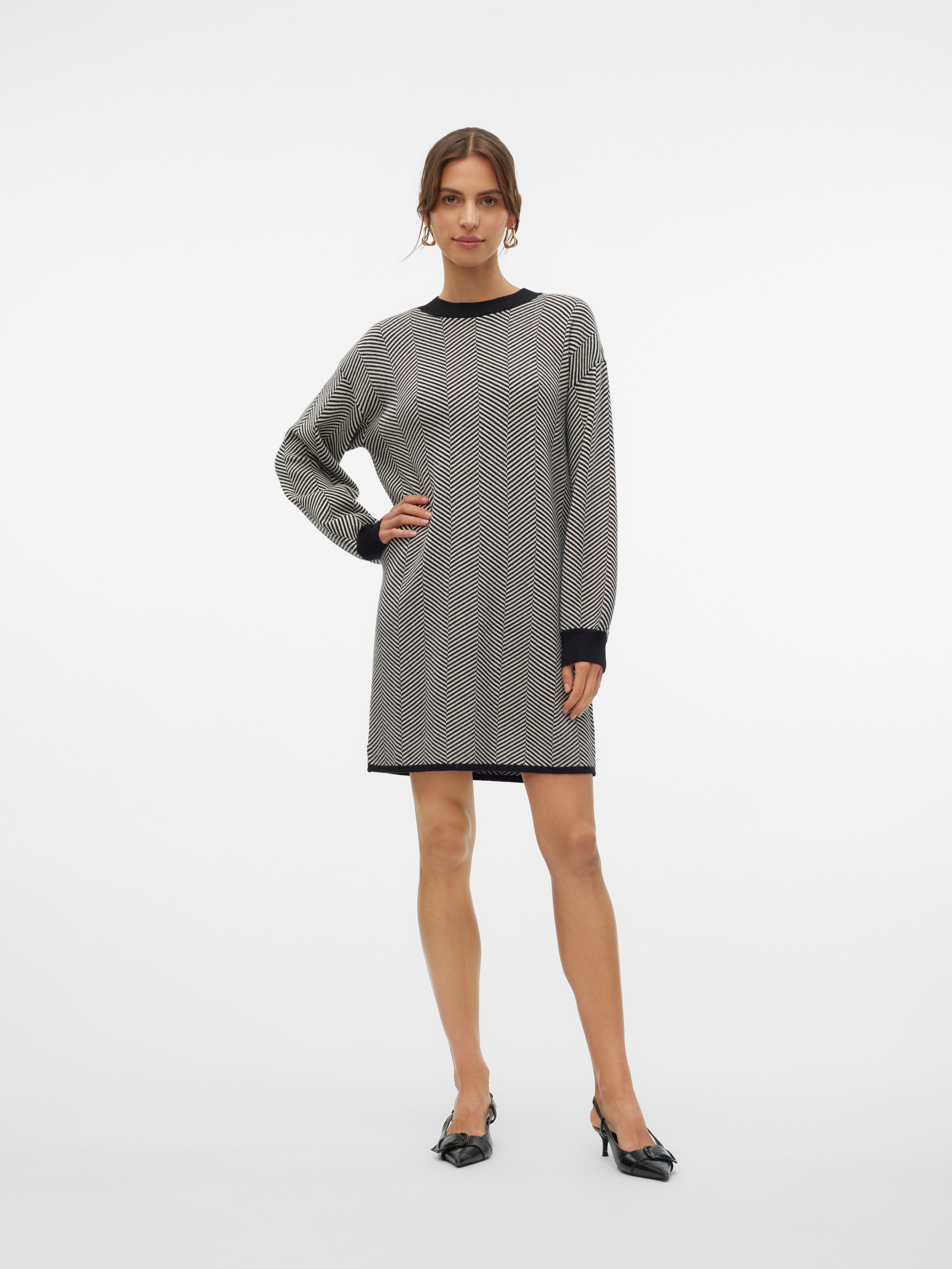 Vero Moda Gebreide jurk VMBLUSH HERRINGBONE LS O-NECK DRESS LCS