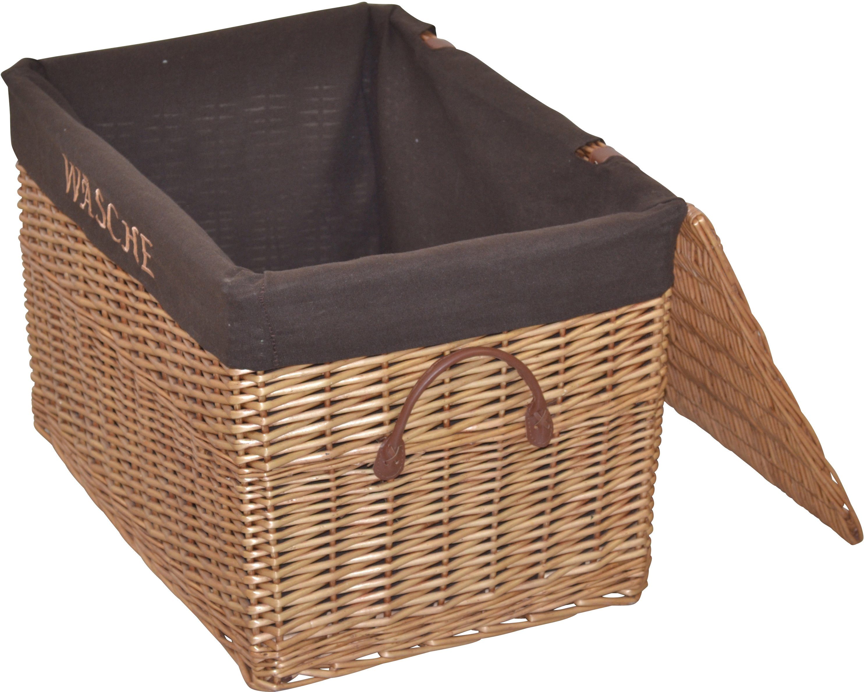 HOFMANN LIVING AND MORE Wasmand van wilg, met de hand gemaakt, met uitneembare stofinzet, 60x42x41cm