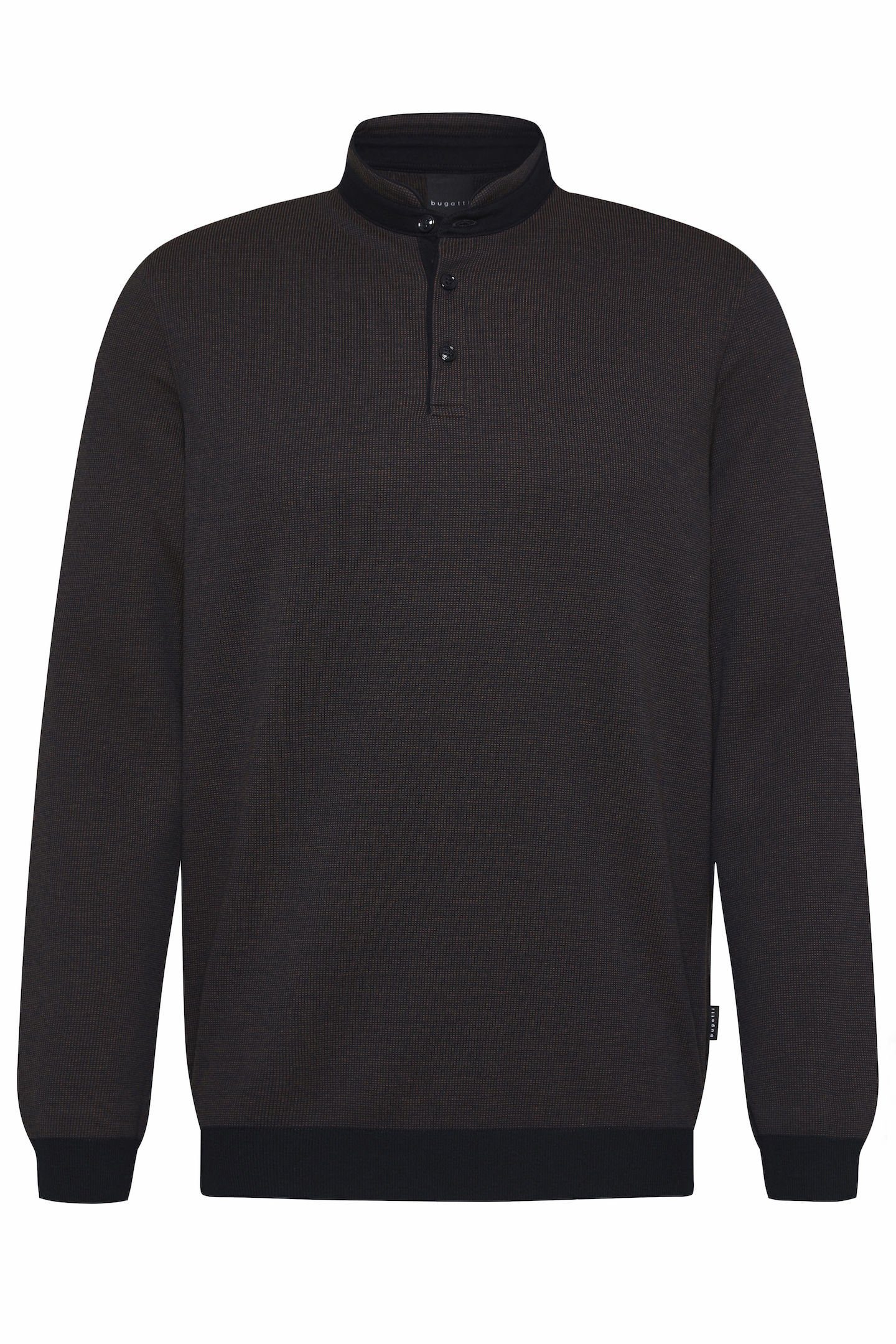 Bugatti Poloshirt met lange mouwen met opstaande kraag